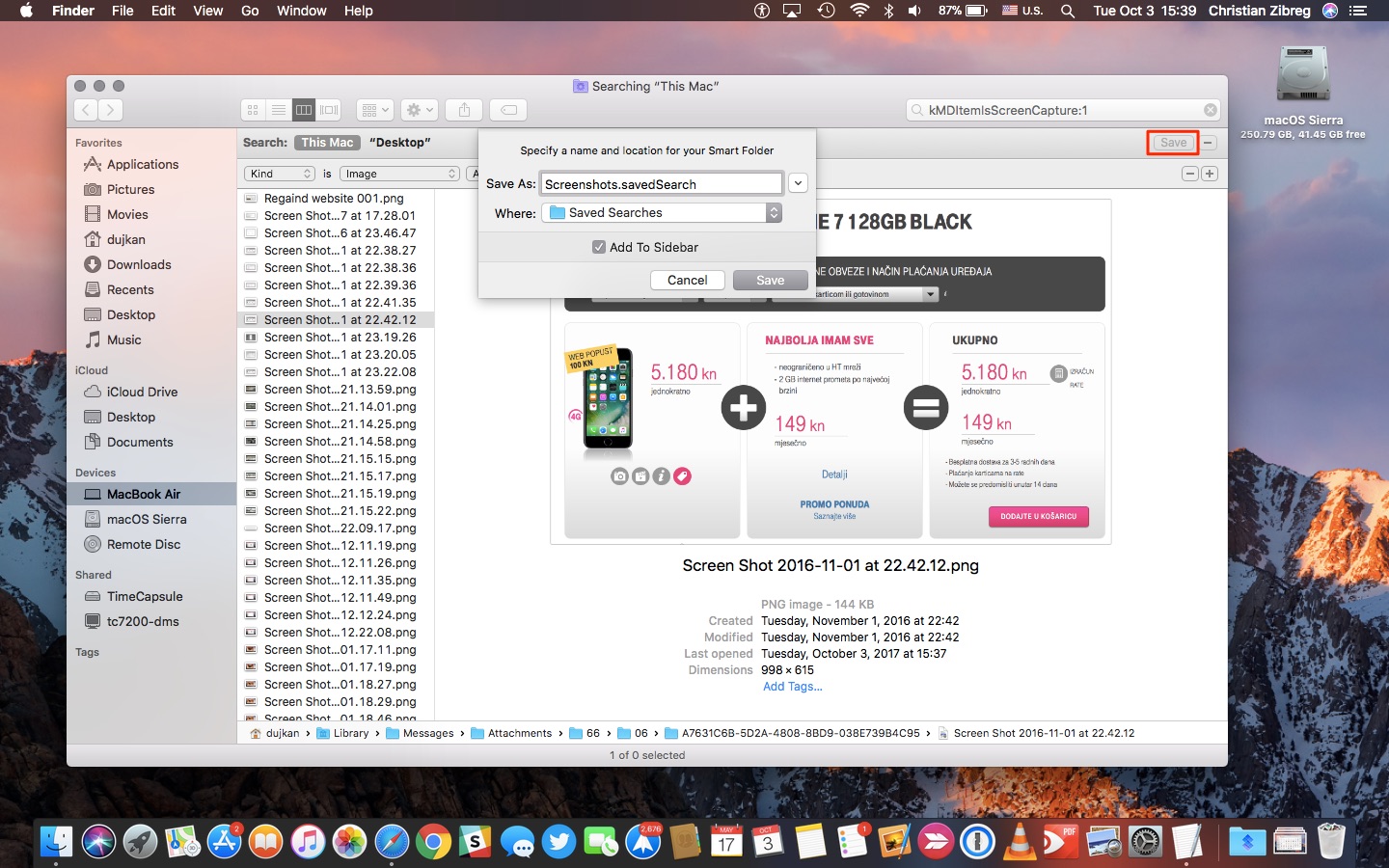 come trovare screenshot su mac con finder