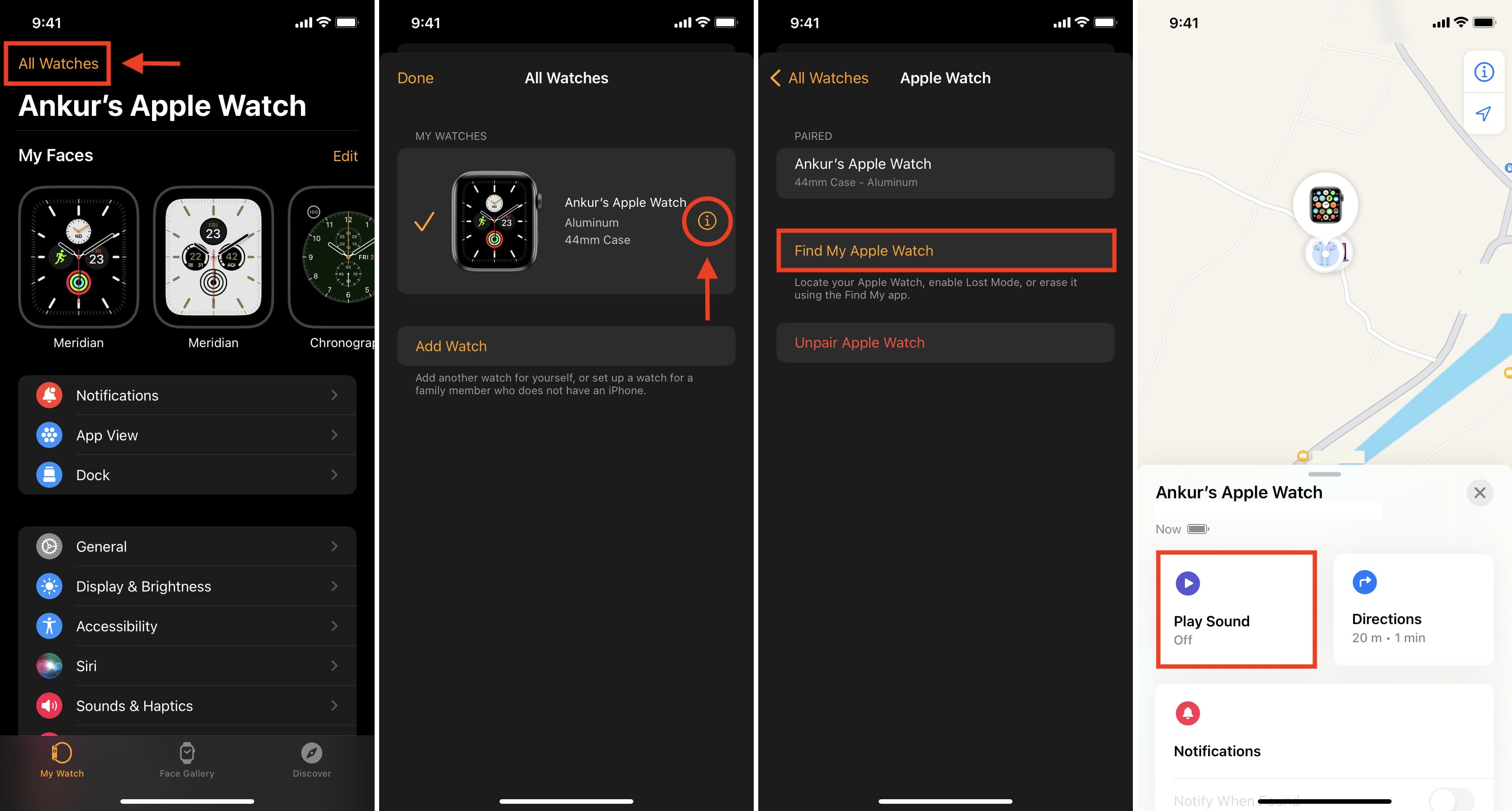 Riproduci suono su Apple Watch congelato