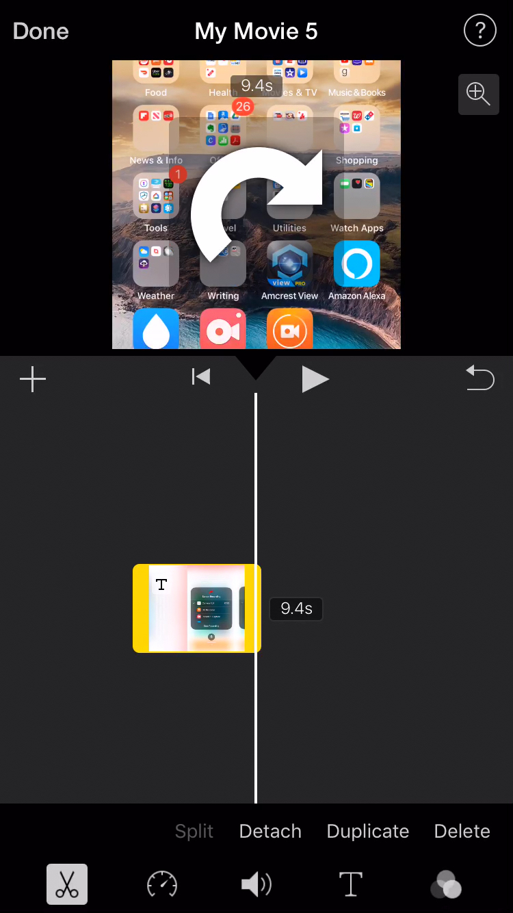 Ruota clip iMovie iPhone