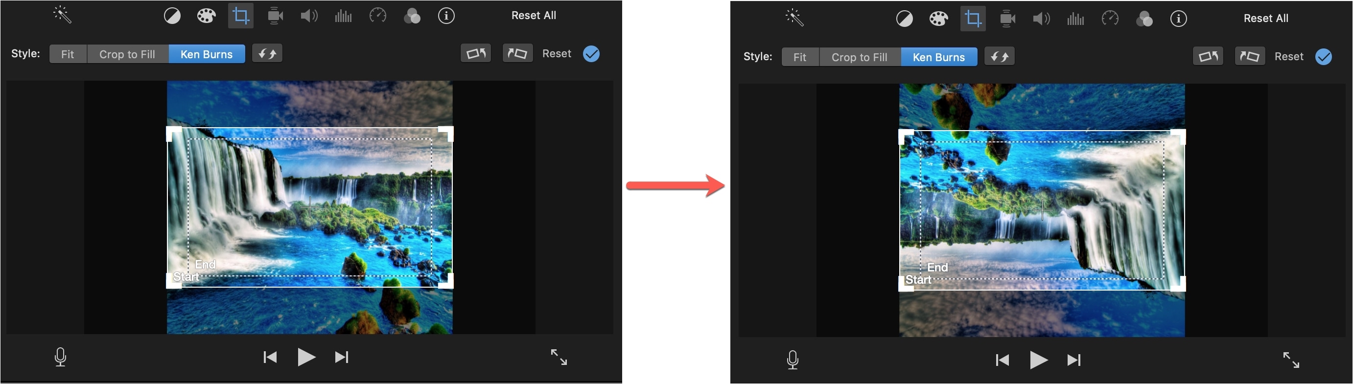 Capovolgi clip verticalmente iMovie Mac