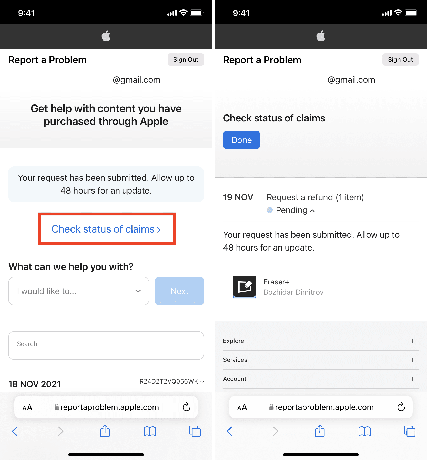 Controlla lo stato delle richieste di rimborso da parte di Apple