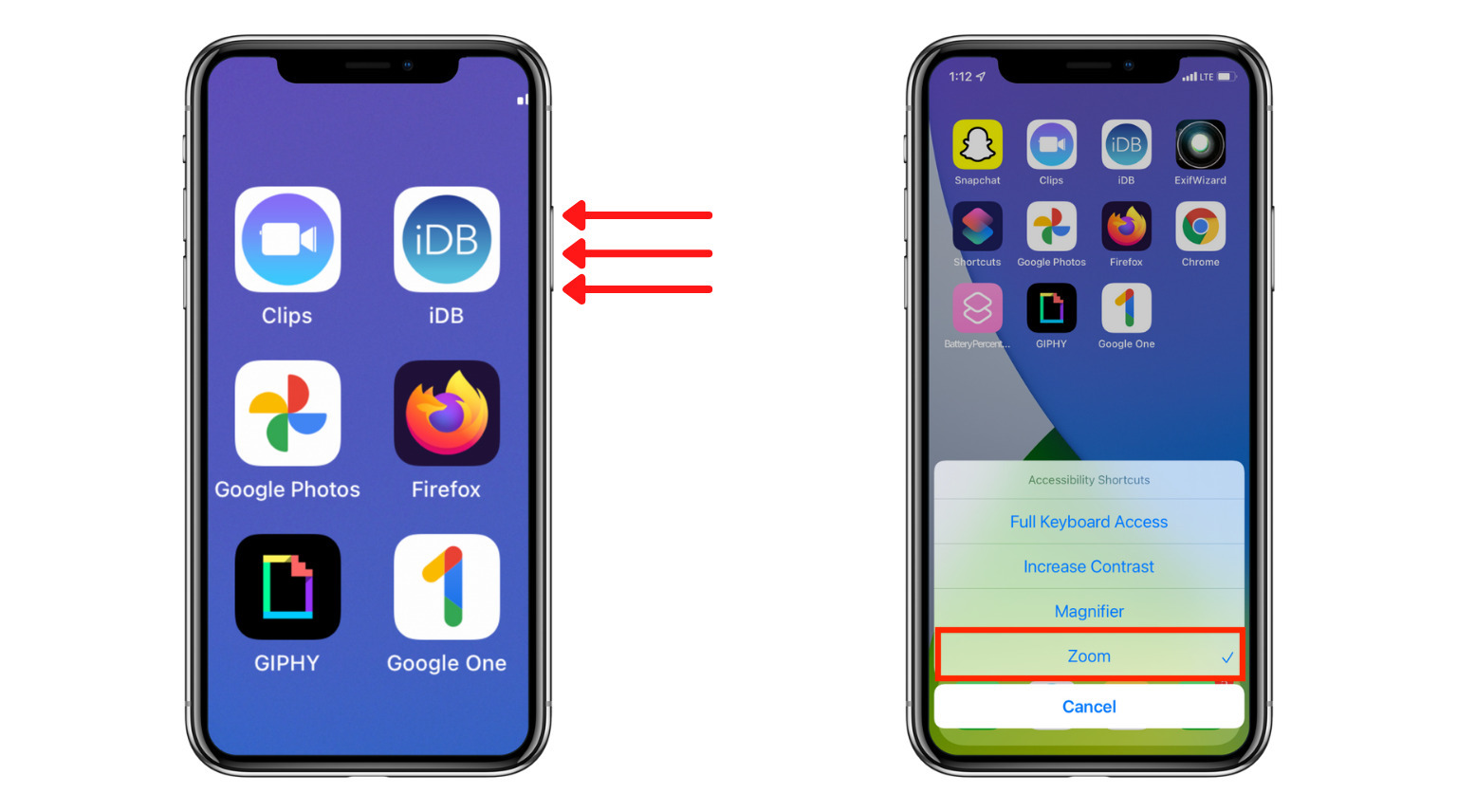 Fai triplo clic sul pulsante laterale su iPhone con Face ID per visualizzare le scorciatoie di accessibilità