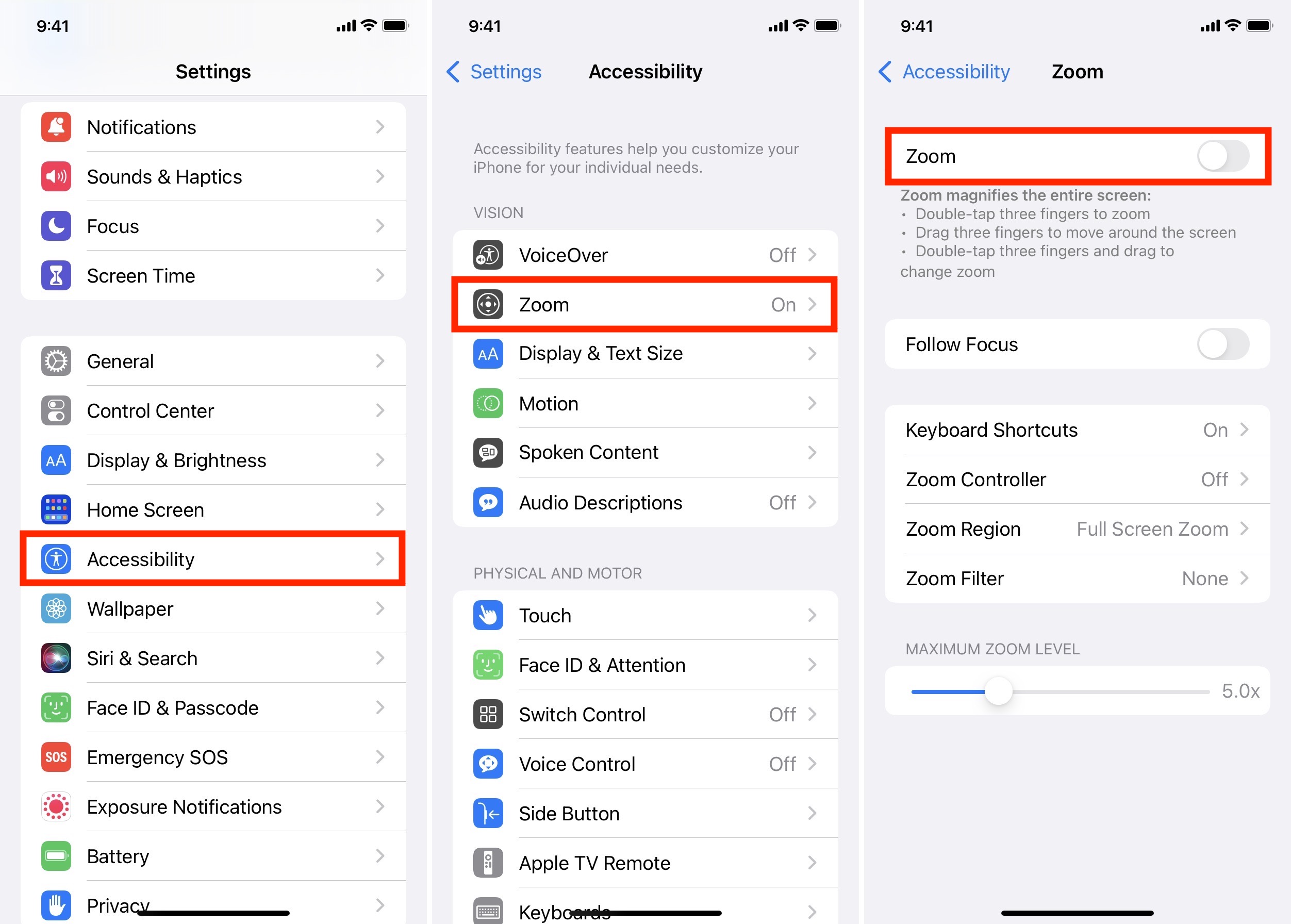 Disattiva iPhone Zoom dalle Impostazioni di accessibilità