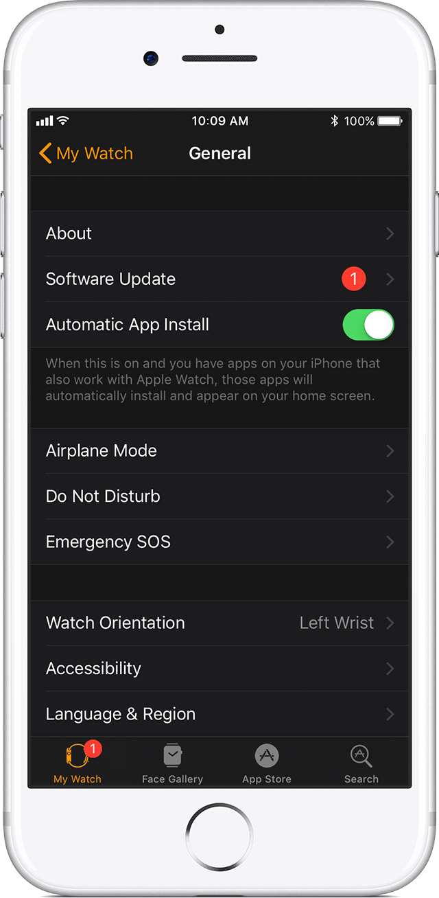 Impostazioni generali di Apple Watch