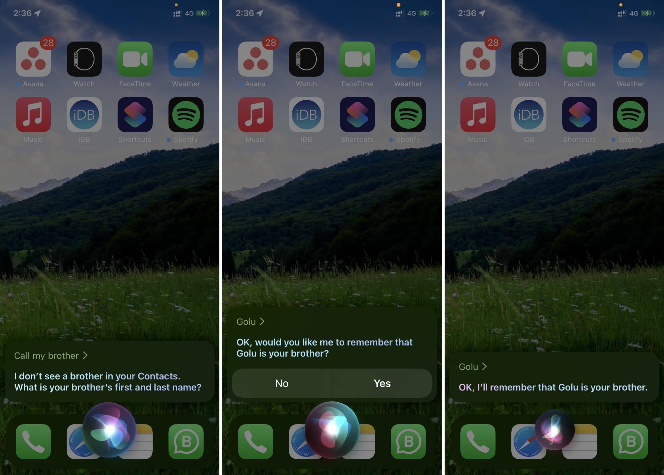 Insegna a Siri le tue relazioni