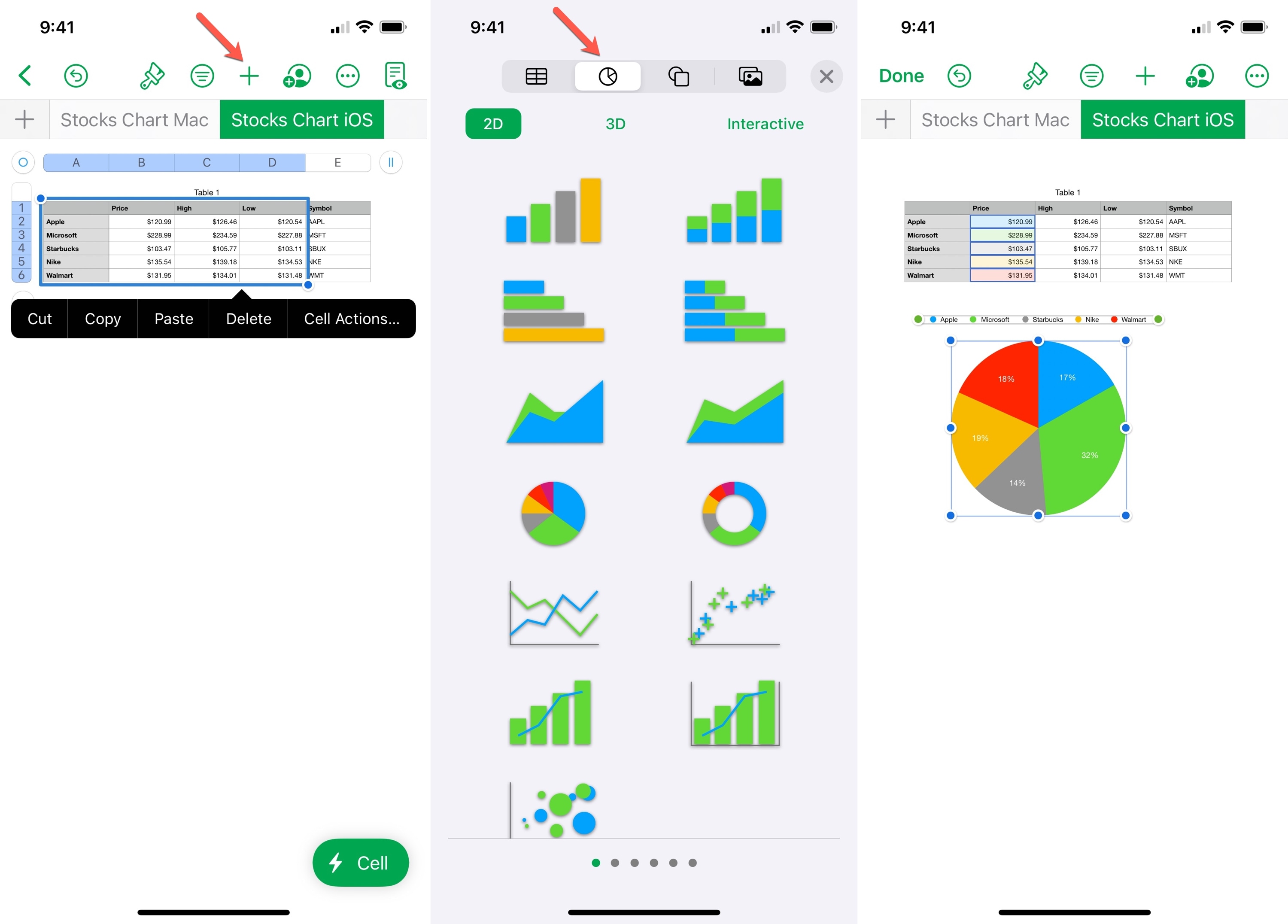 Inserisci un grafico in Numbers su iPhone