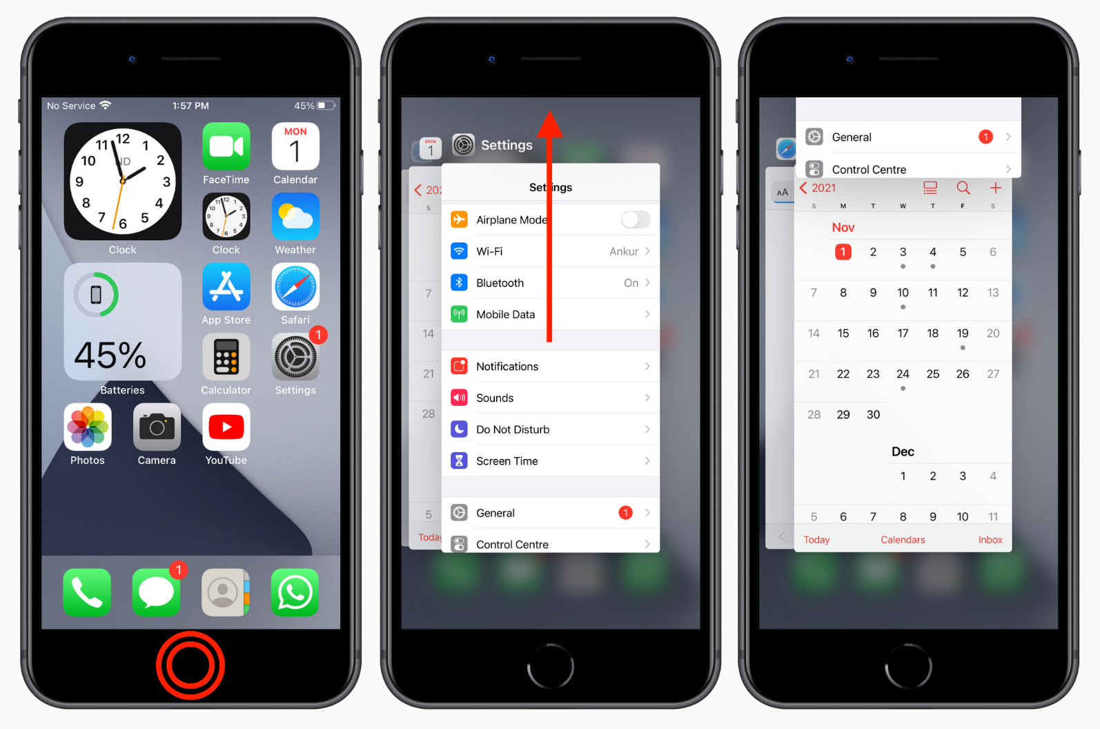 Passaggi che mostrano come forzare l'uscita dalle app su iPhone con il pulsante Home
