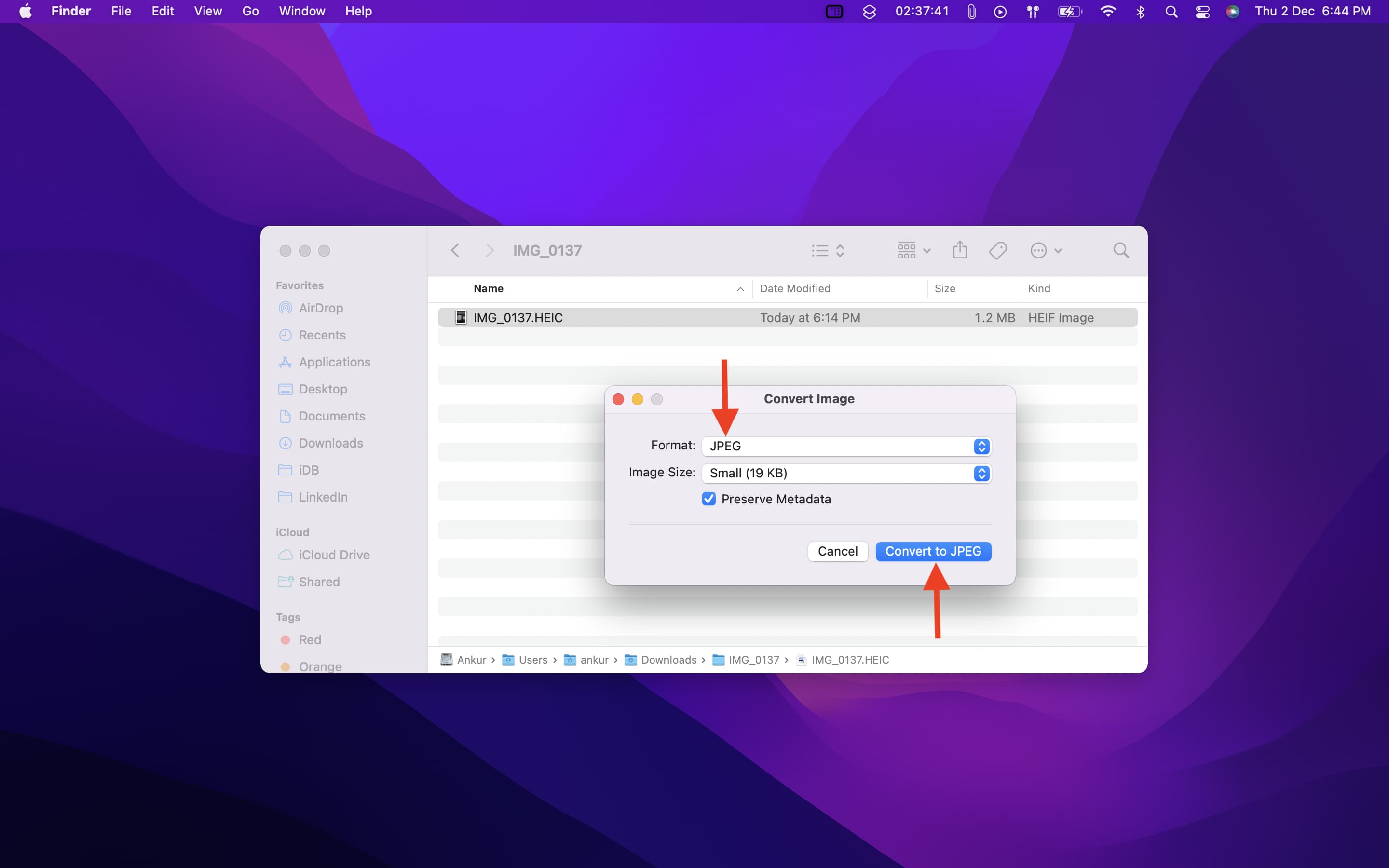 Converti in JPEG su Mac