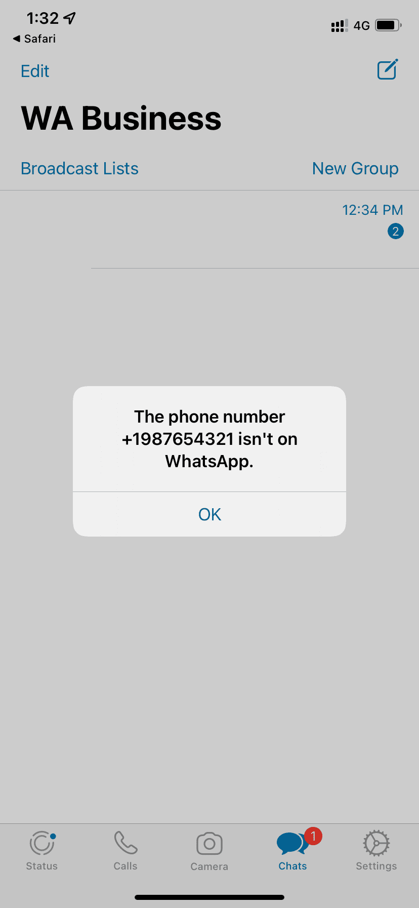 Numero di telefono non su WhatsApp