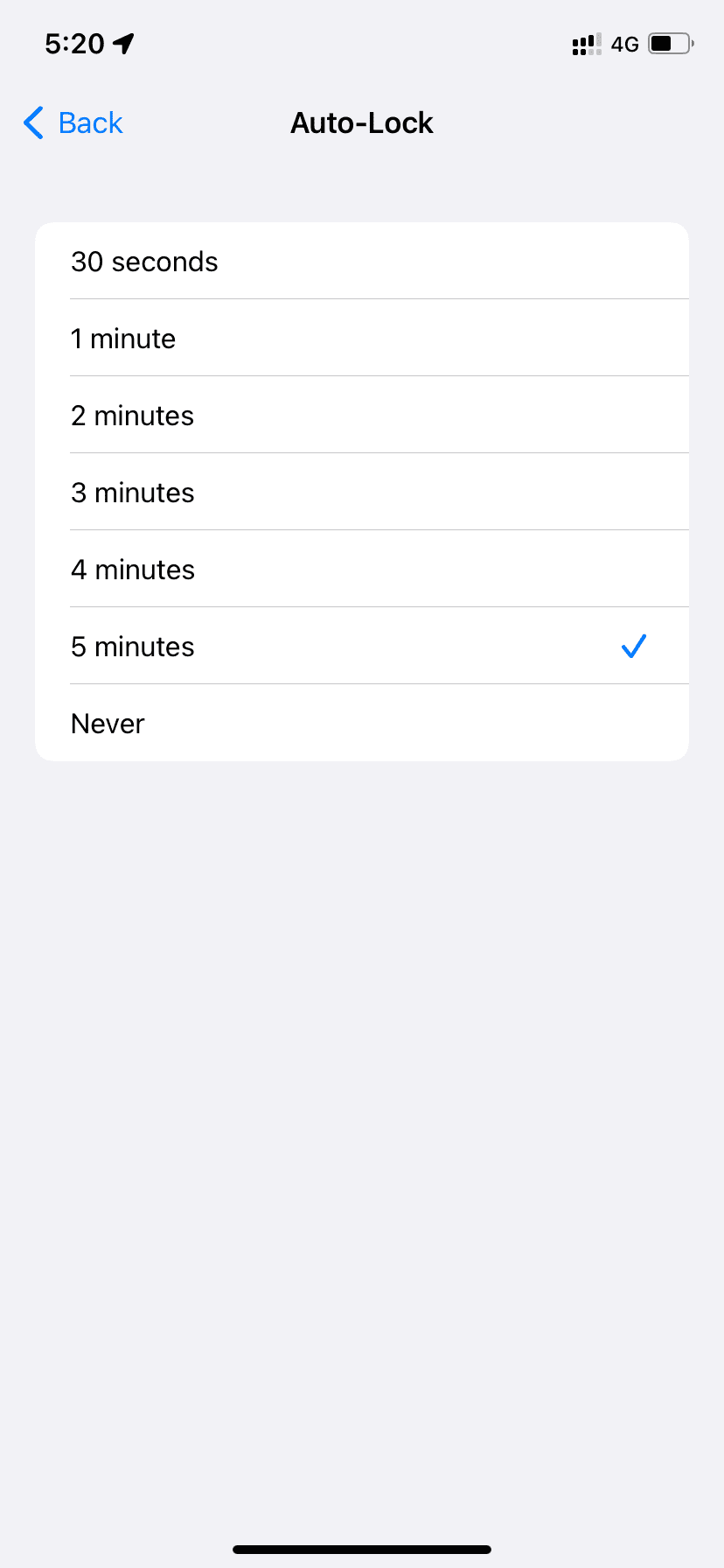 Durata del blocco automatico su iPhone