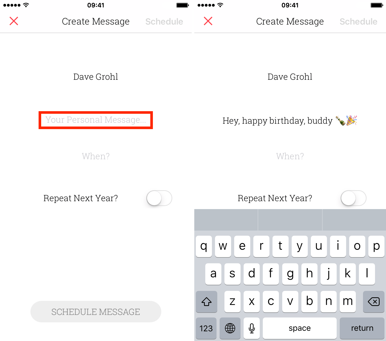 programmare messaggi di testo su iPhone - digitare messaggio