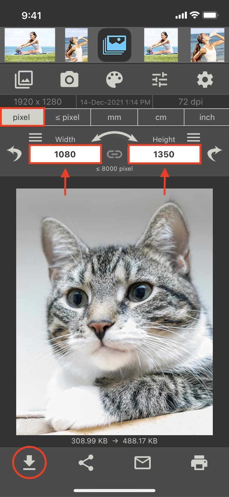Ridimensiona l'immagine alle dimensioni di Instagram per evitare la compressione