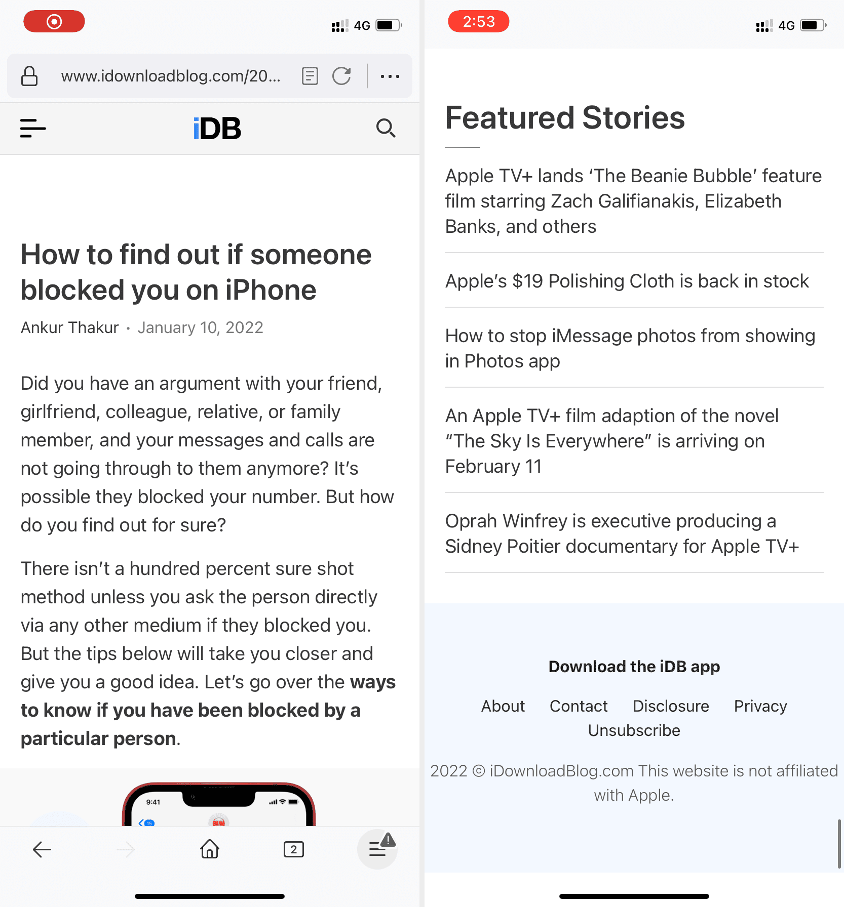 Facendo uno screenshot lungo dell'iPhone