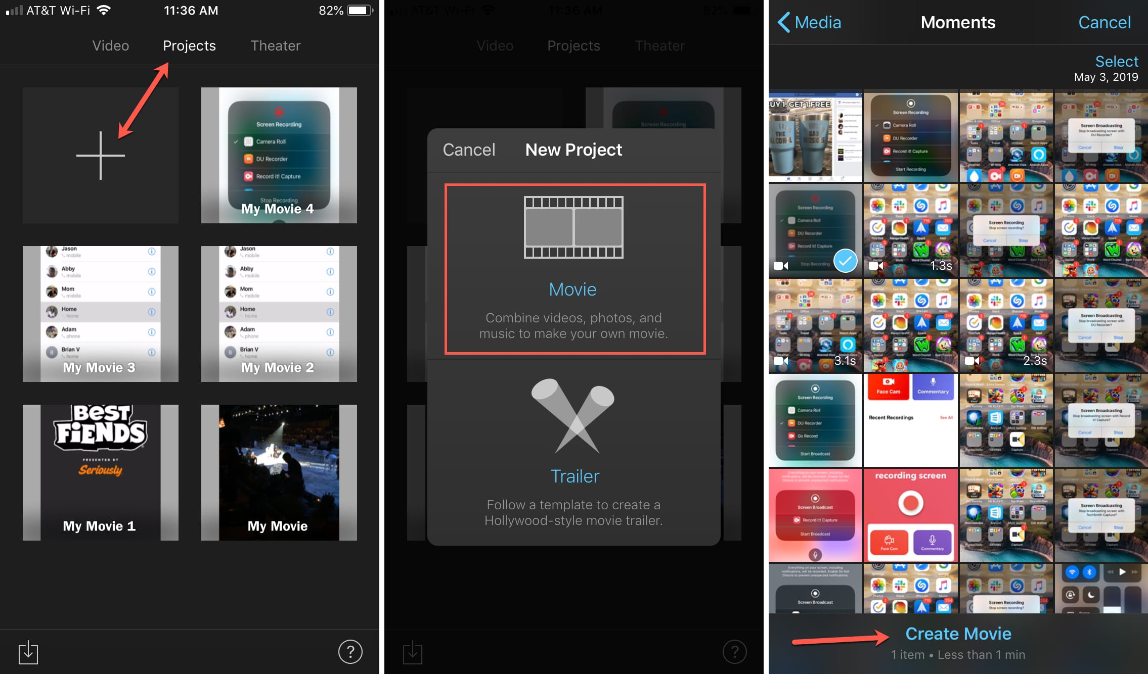 iMovie Nuovo progetto iPhone
