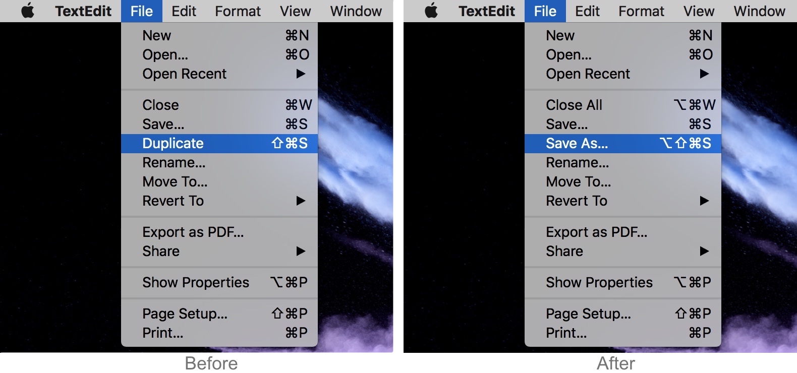 Salva con nome su Mac con il tasto Opzione