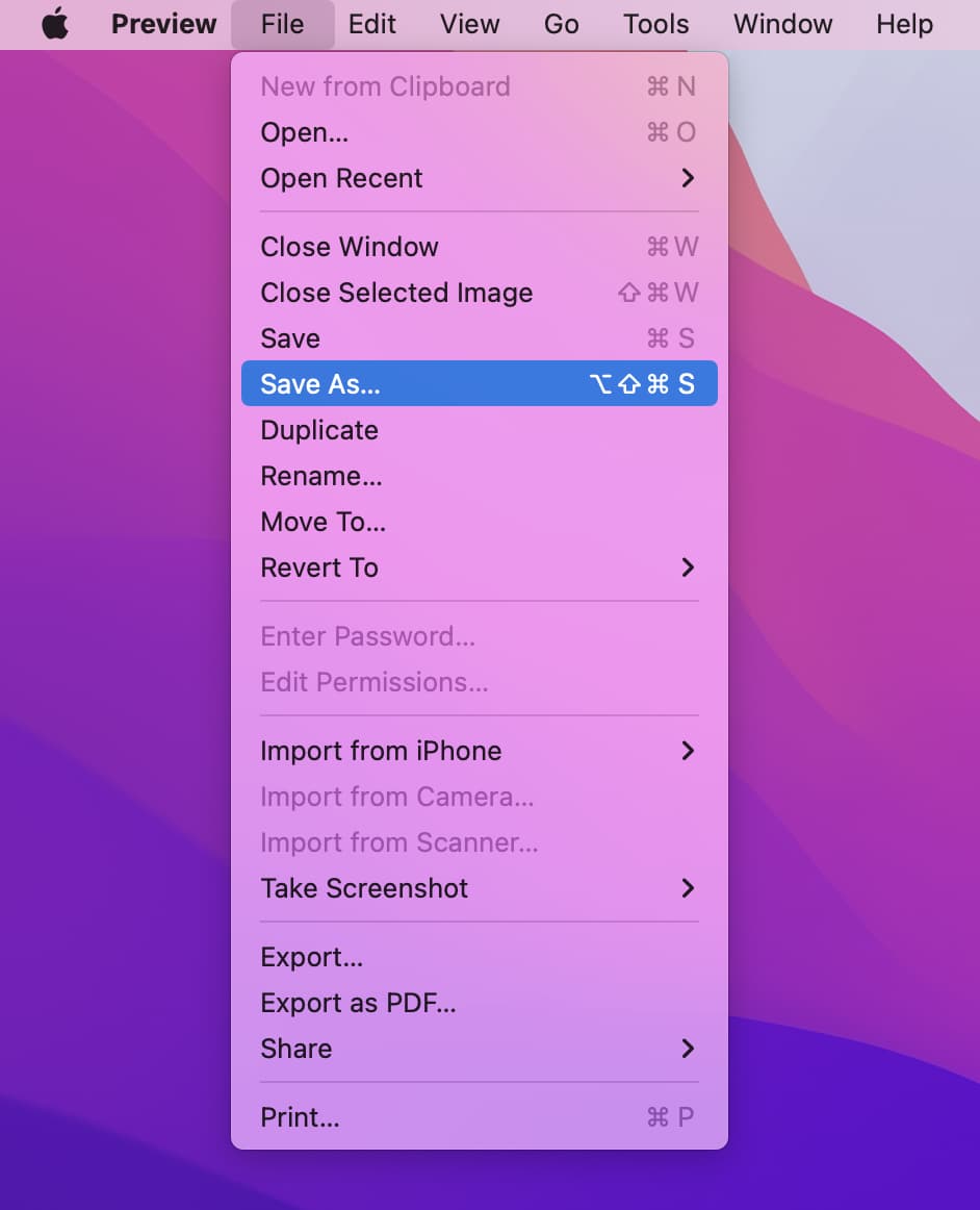 L'opzione Salva con nome viene visualizzata in modo permanente nel menu File del Mac