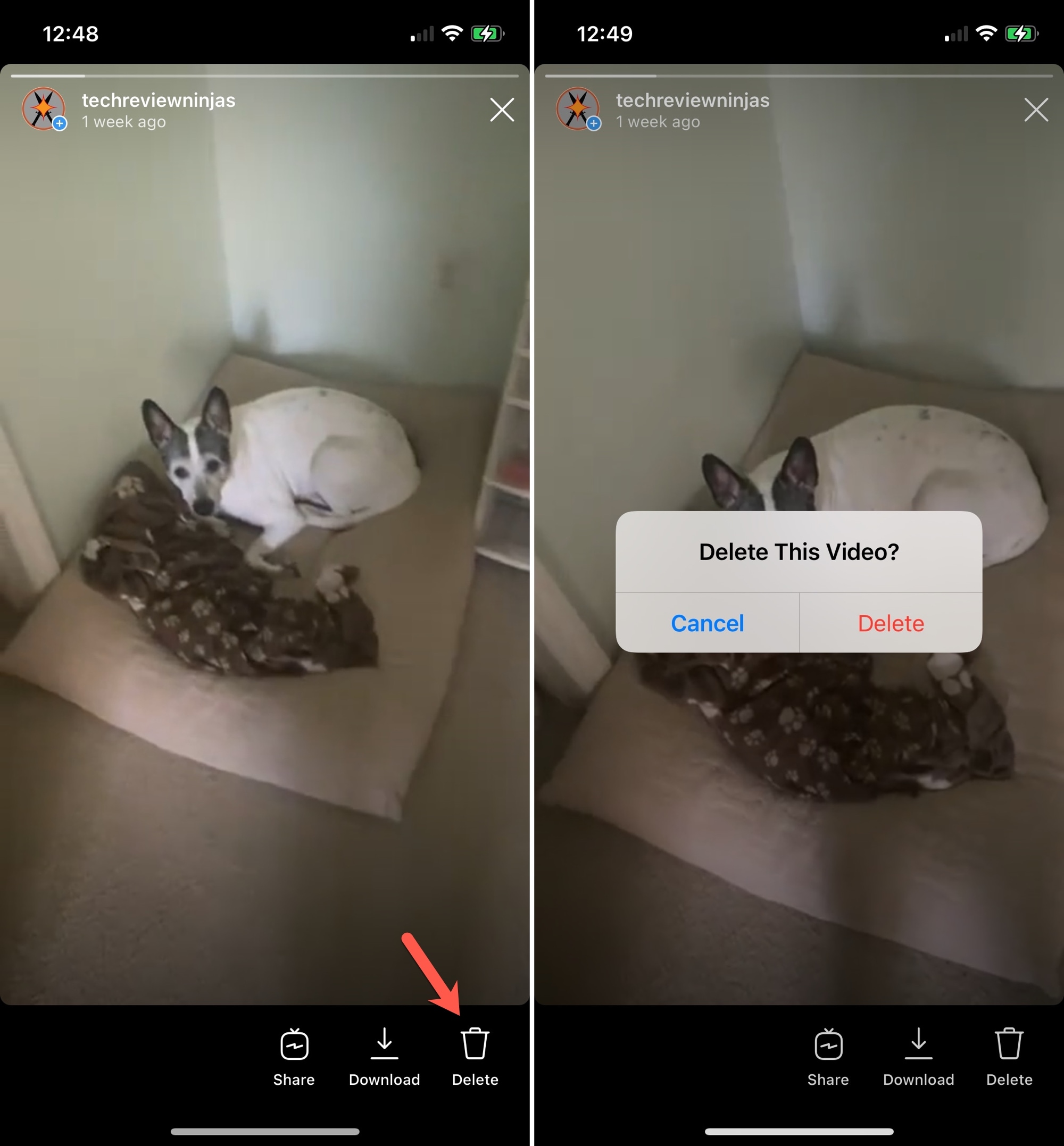 Elimina una live archiviata su Instagram