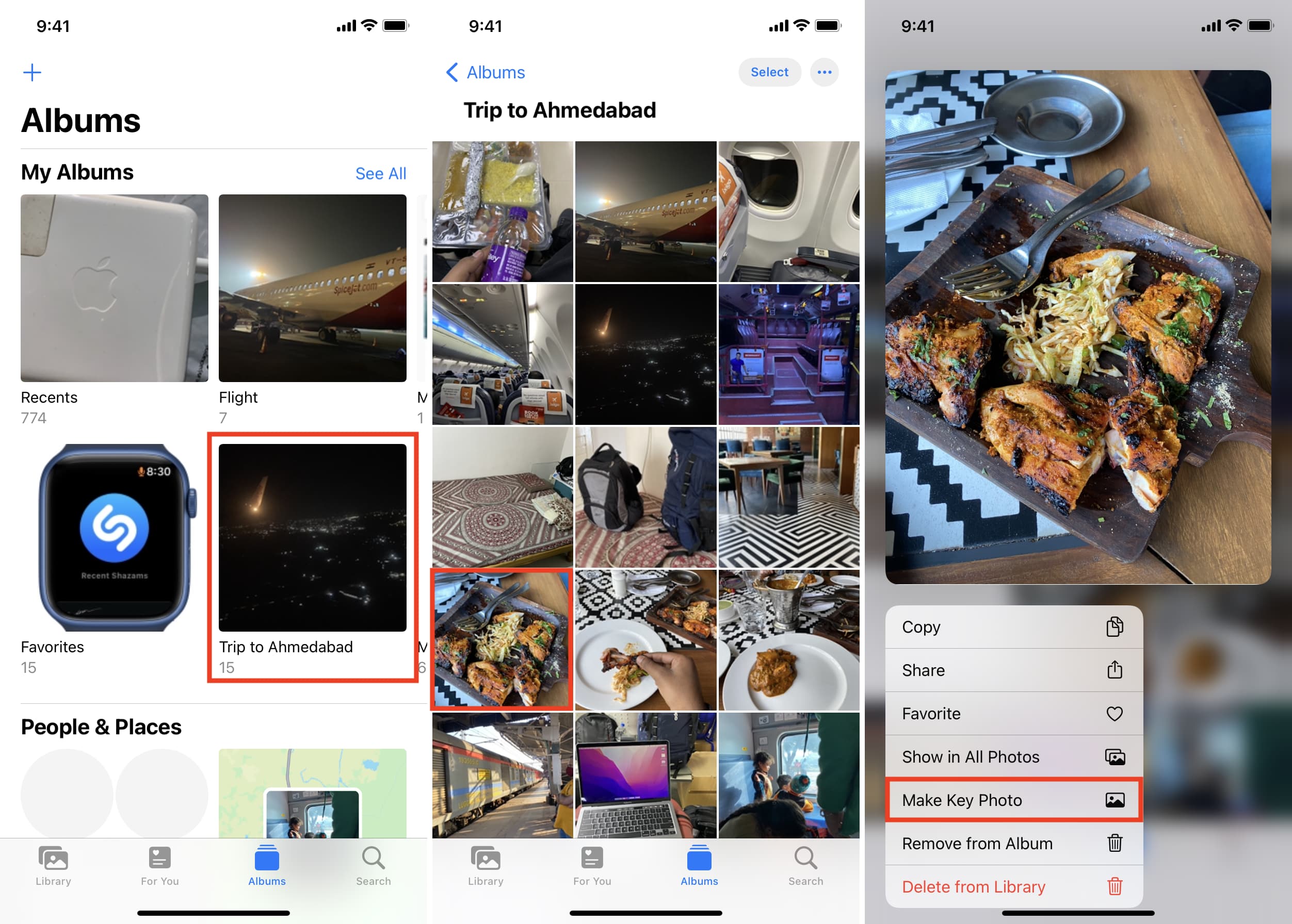 Tre passaggi per cambiare l'immagine della copertina dell'album nell'app Foto di iPhone