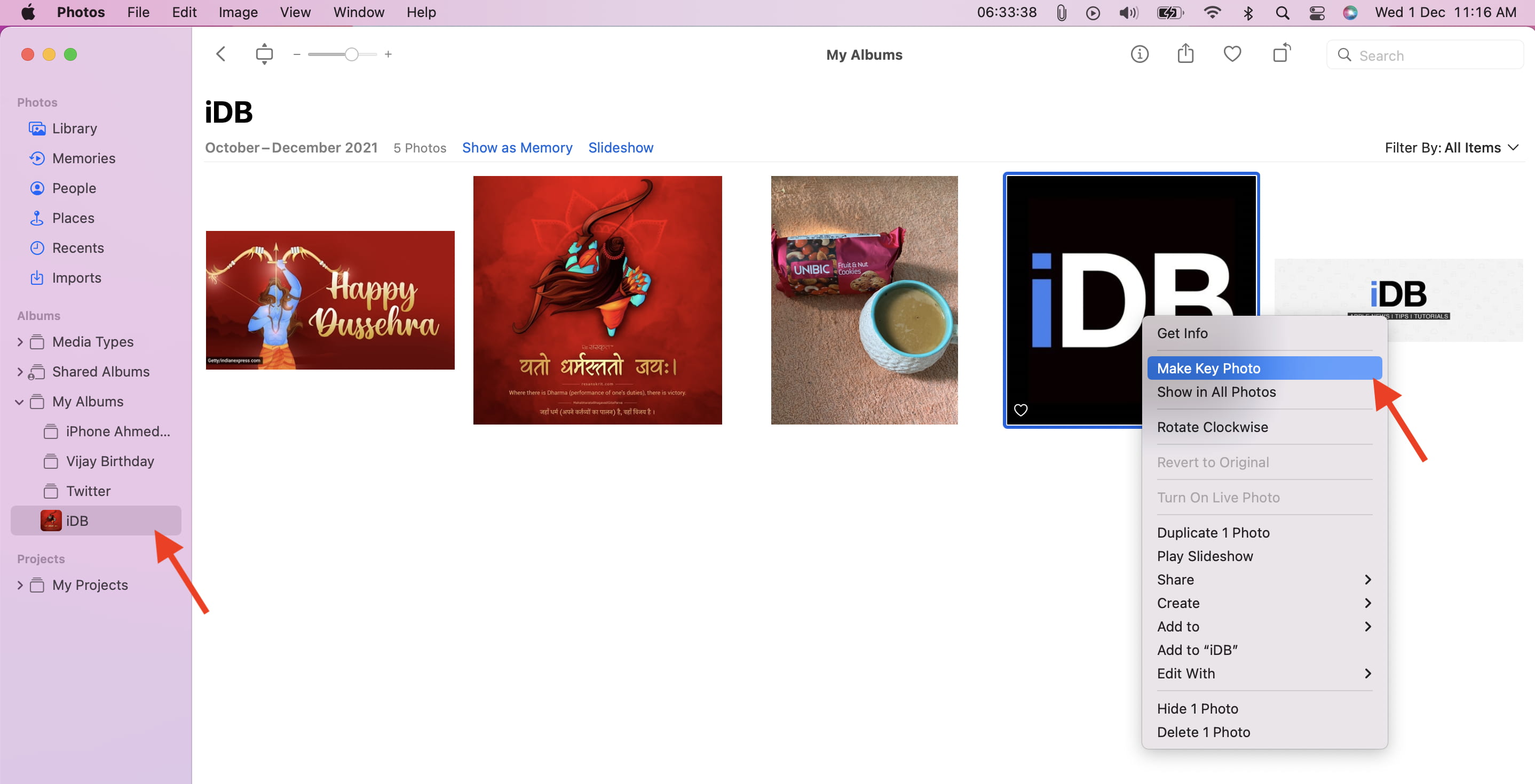 Cambia la copertina dell'album nell'app Foto del Mac