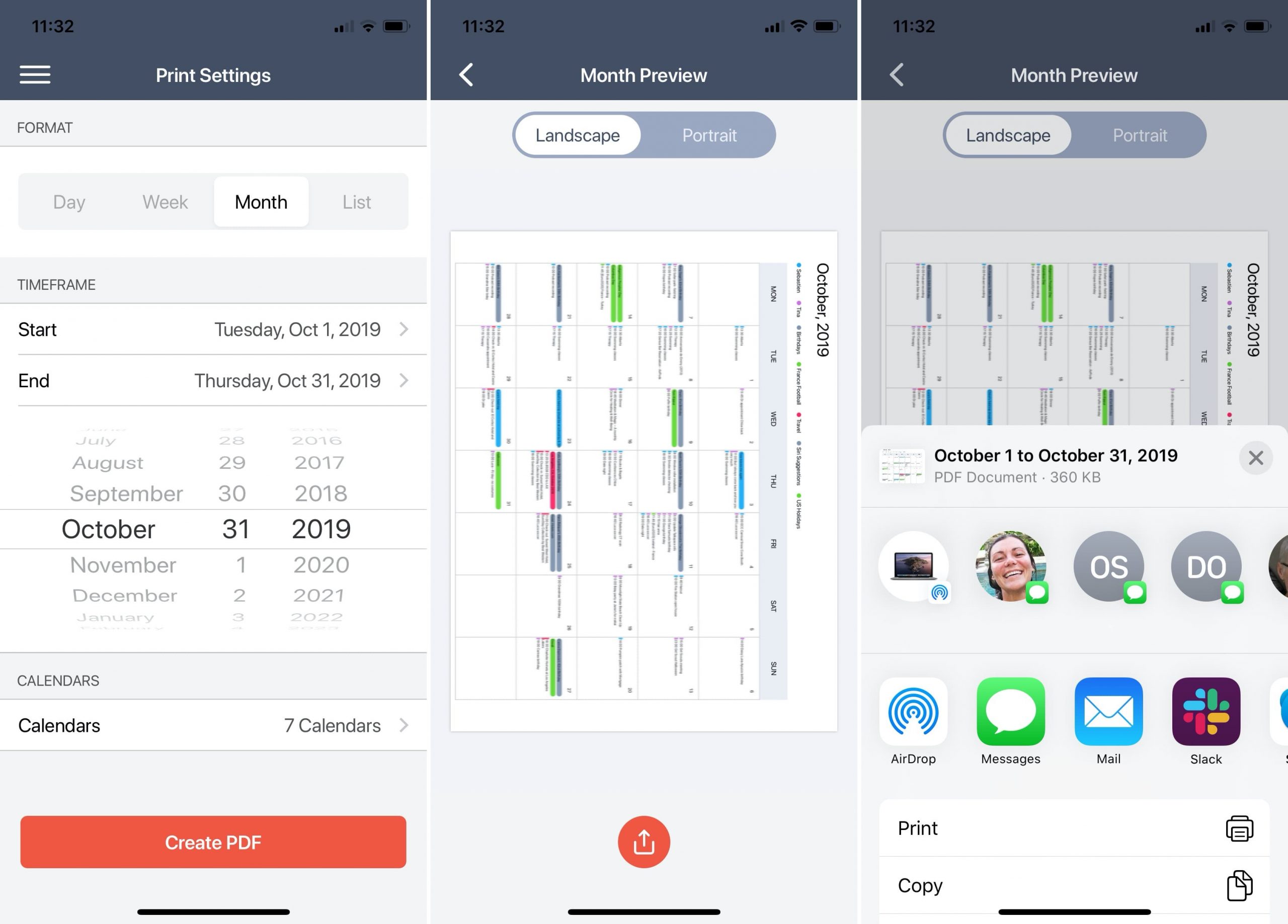 Stampa Condividi un calendario da iPhone o iPad