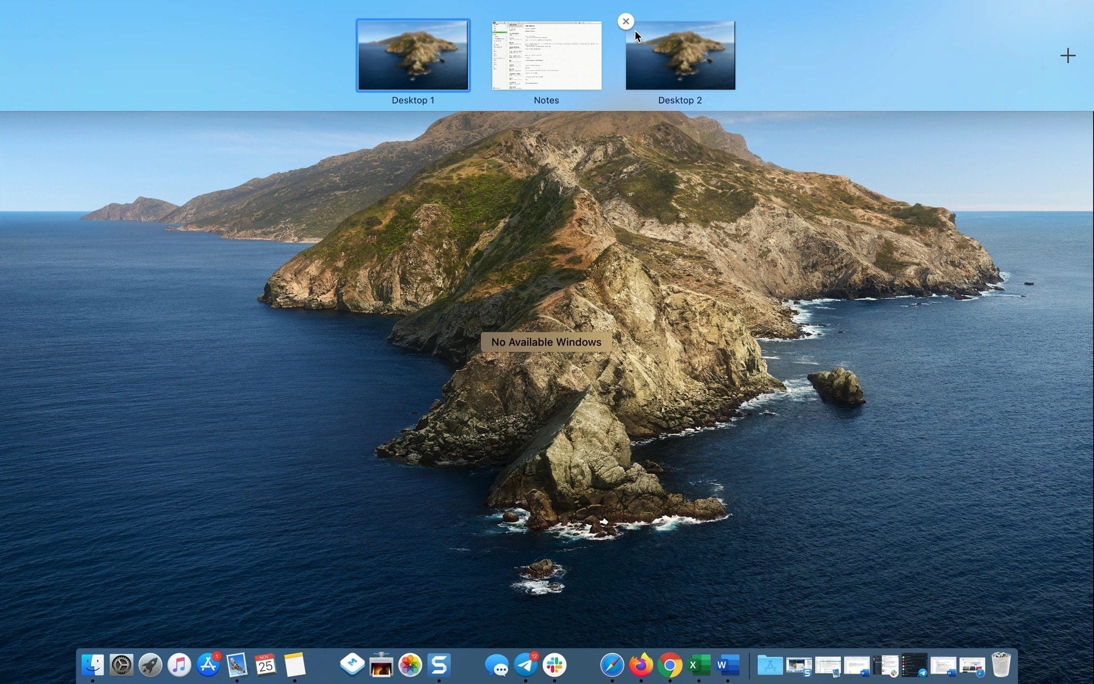 Chiudi il controllo della missione nello spazio desktop