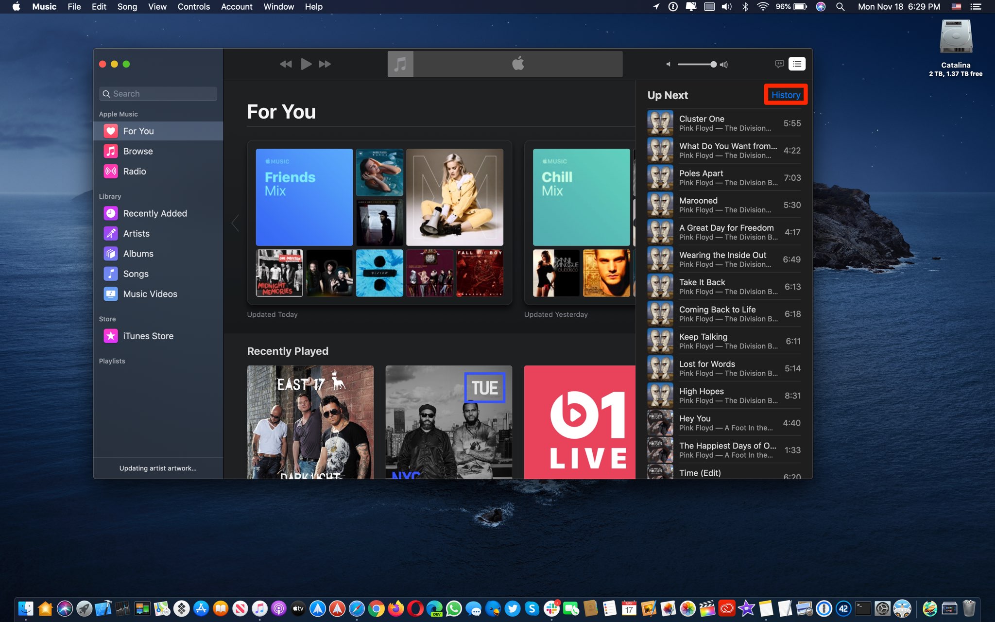 Cronologia di ascolto di Apple Music