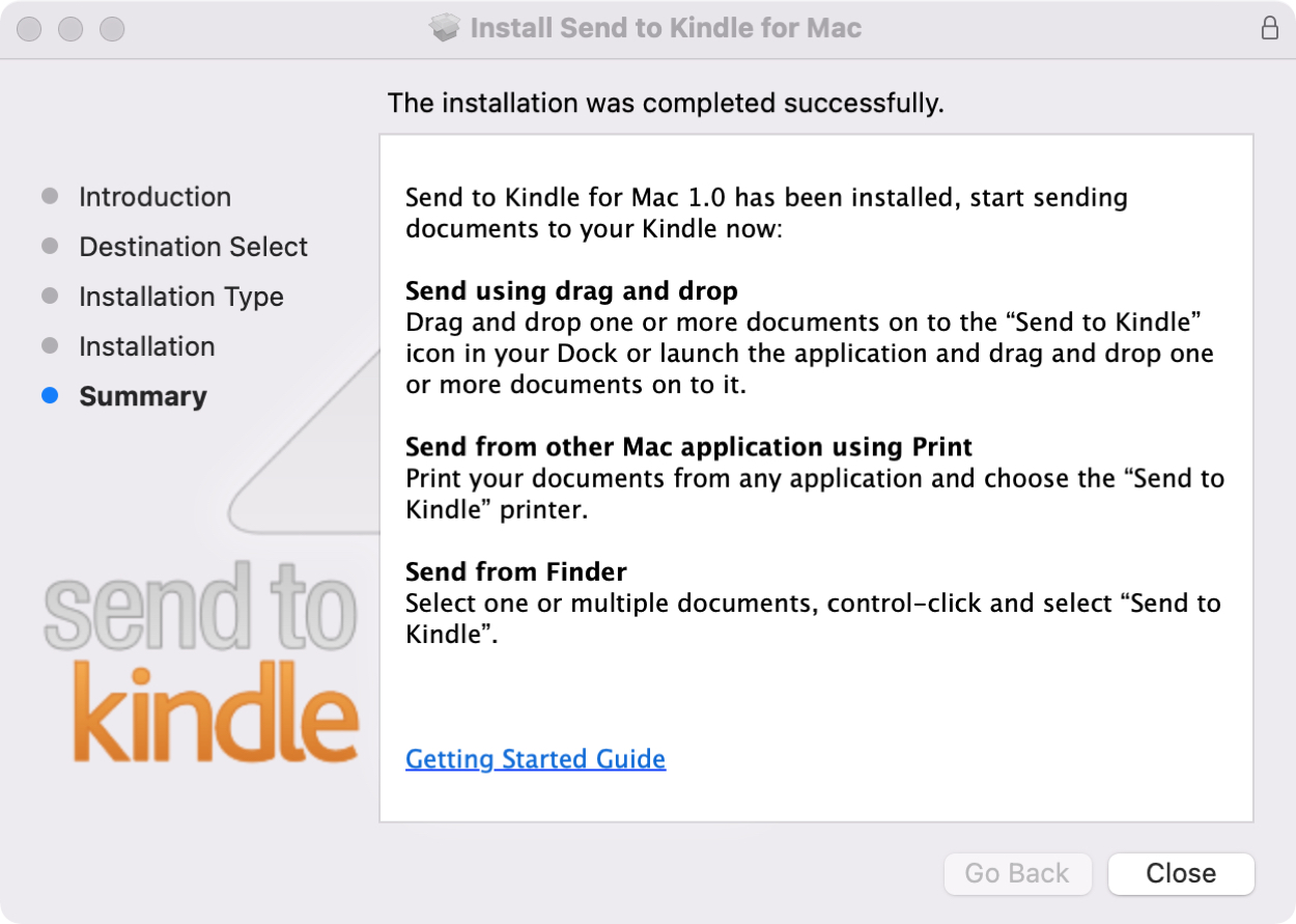 Invia al programma di installazione dell'app Kindle