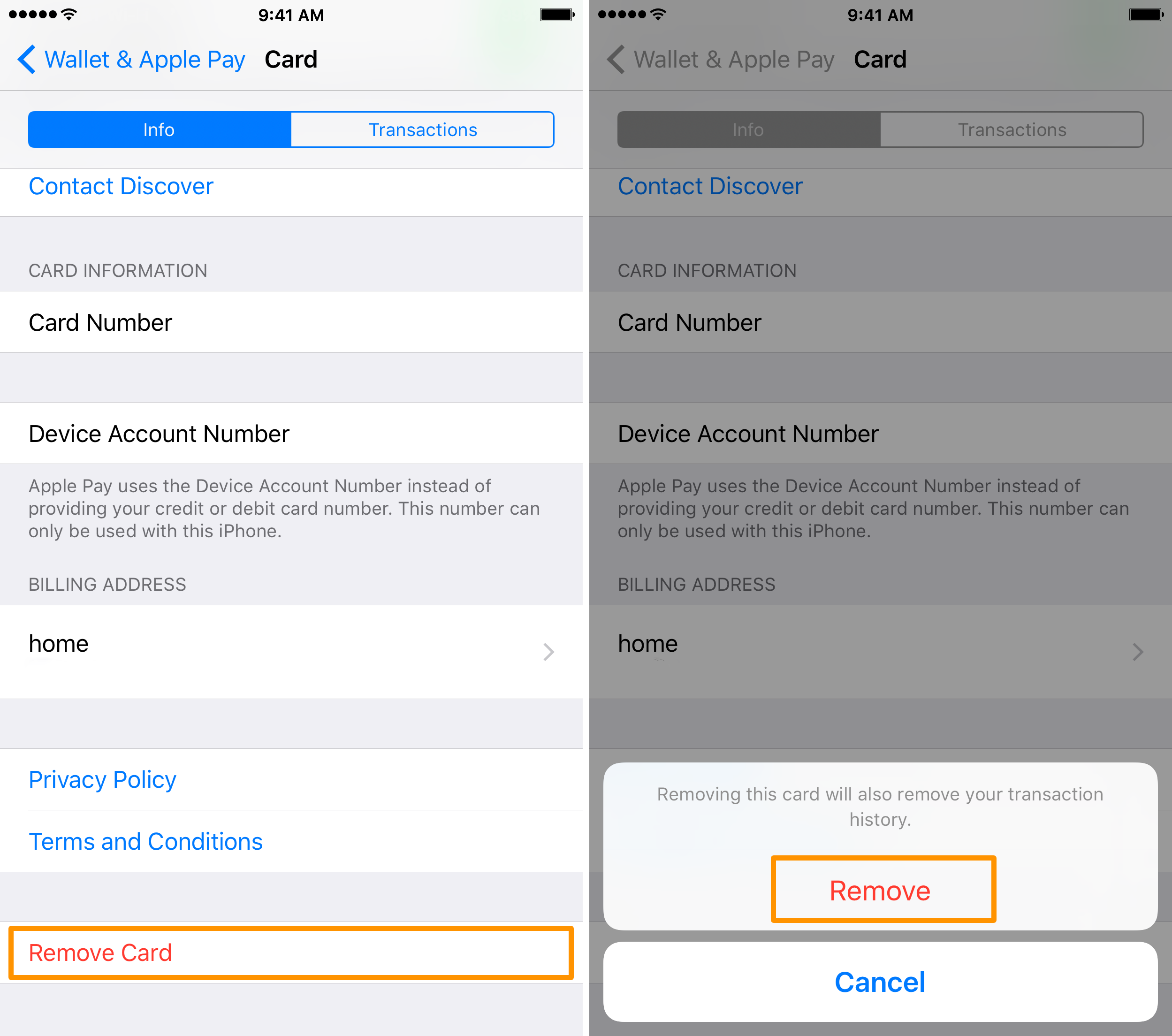 Rimuovi la carta di credito Apple Pay da iPhone