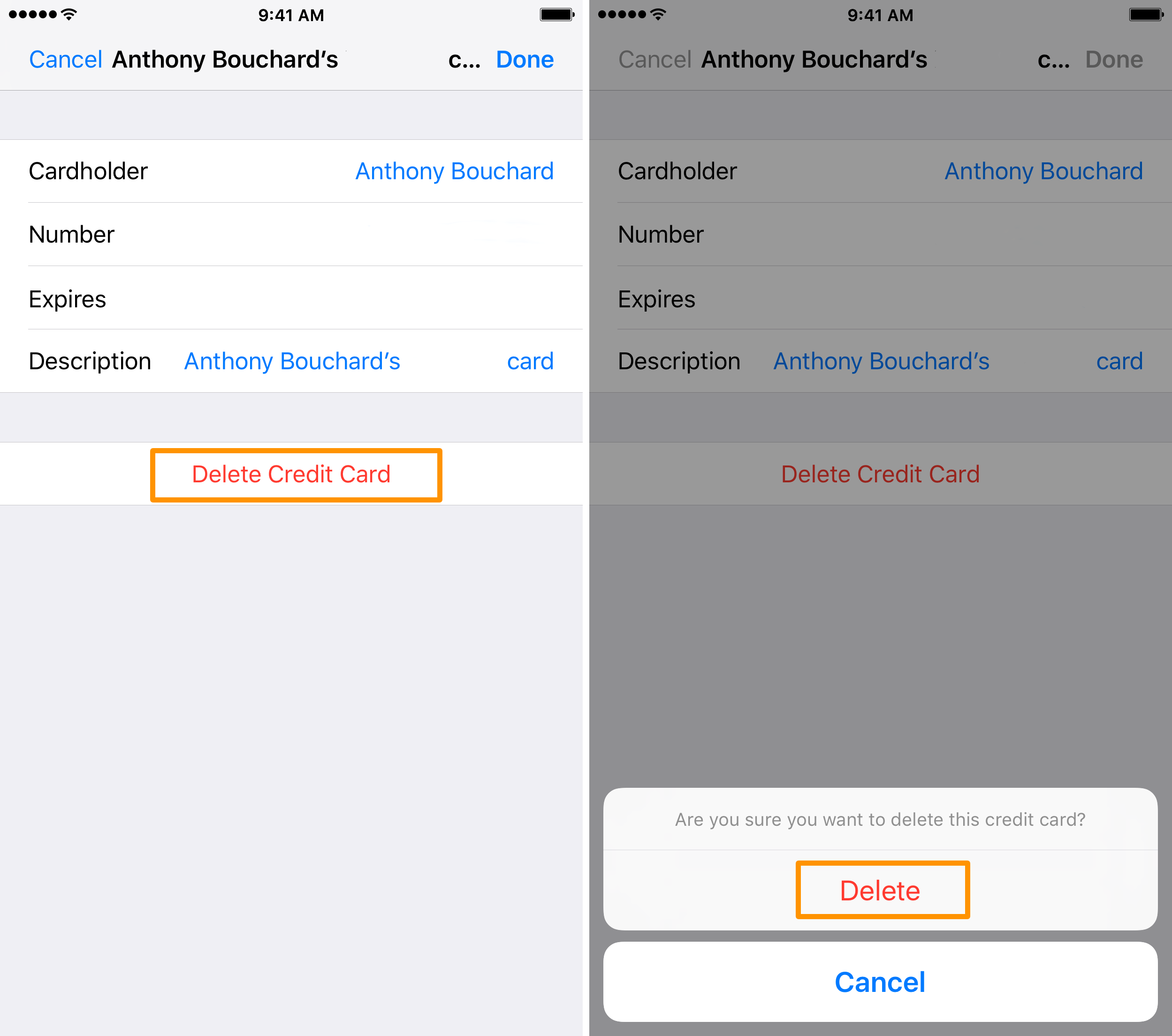 Elimina la carta di credito dalla compilazione automatica in Safari