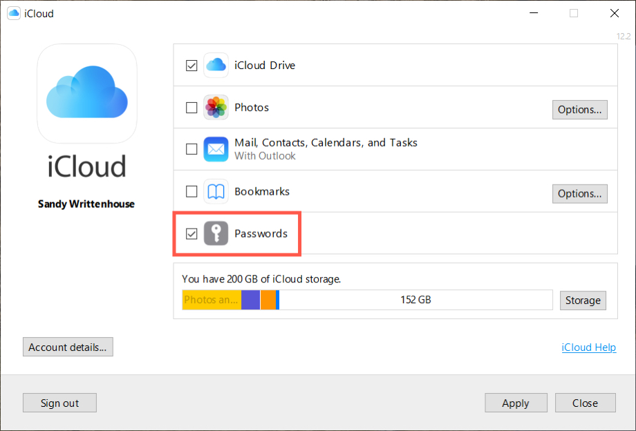Utilizzare le password di Windows iCloud
