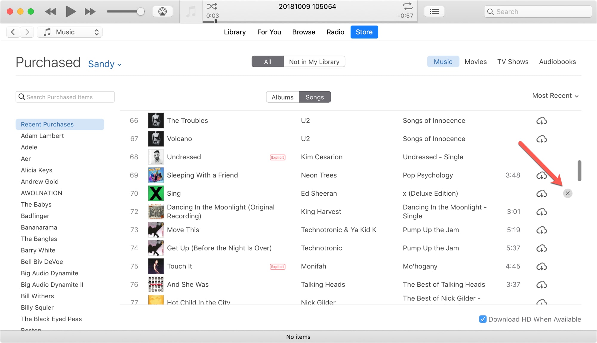 Nascondi gli acquisti di iTunes su Mac