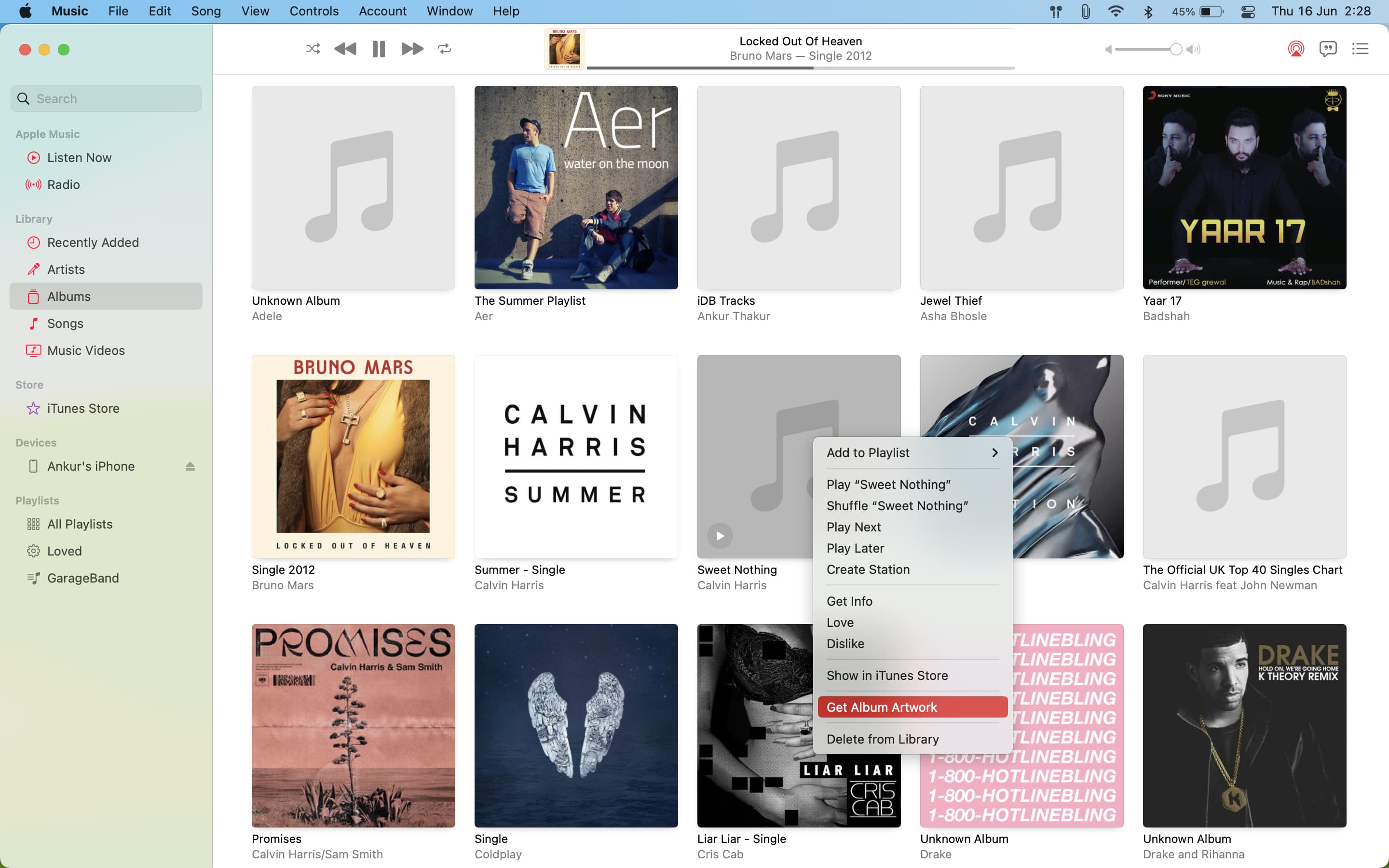 Ottieni le copertine degli album mancanti nell'app Musica sul Mac