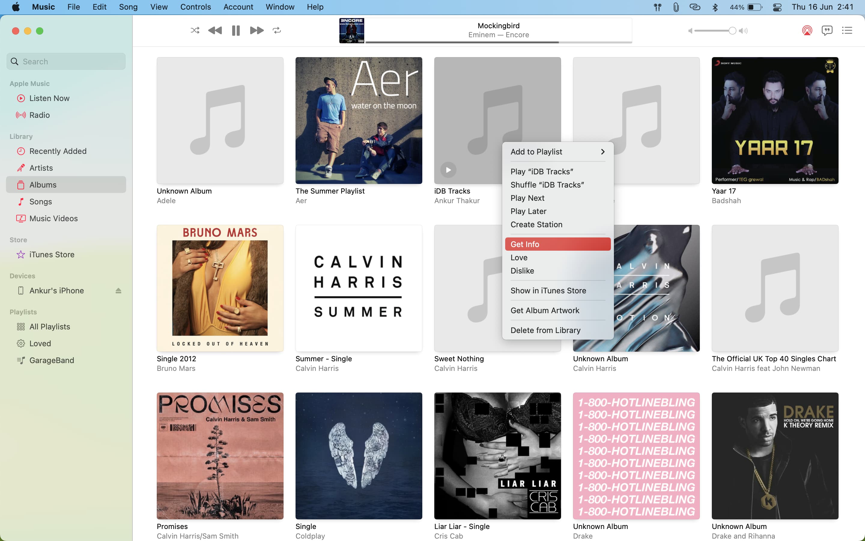 Ottieni informazioni per l'album nell'app Musica su Mac