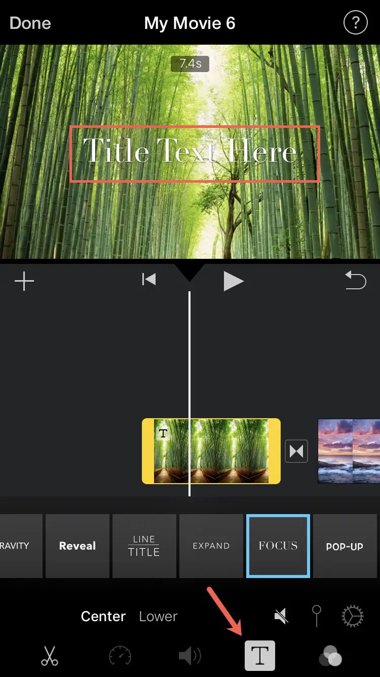 Aggiungi il titolo di un film in iMovie su iPhone