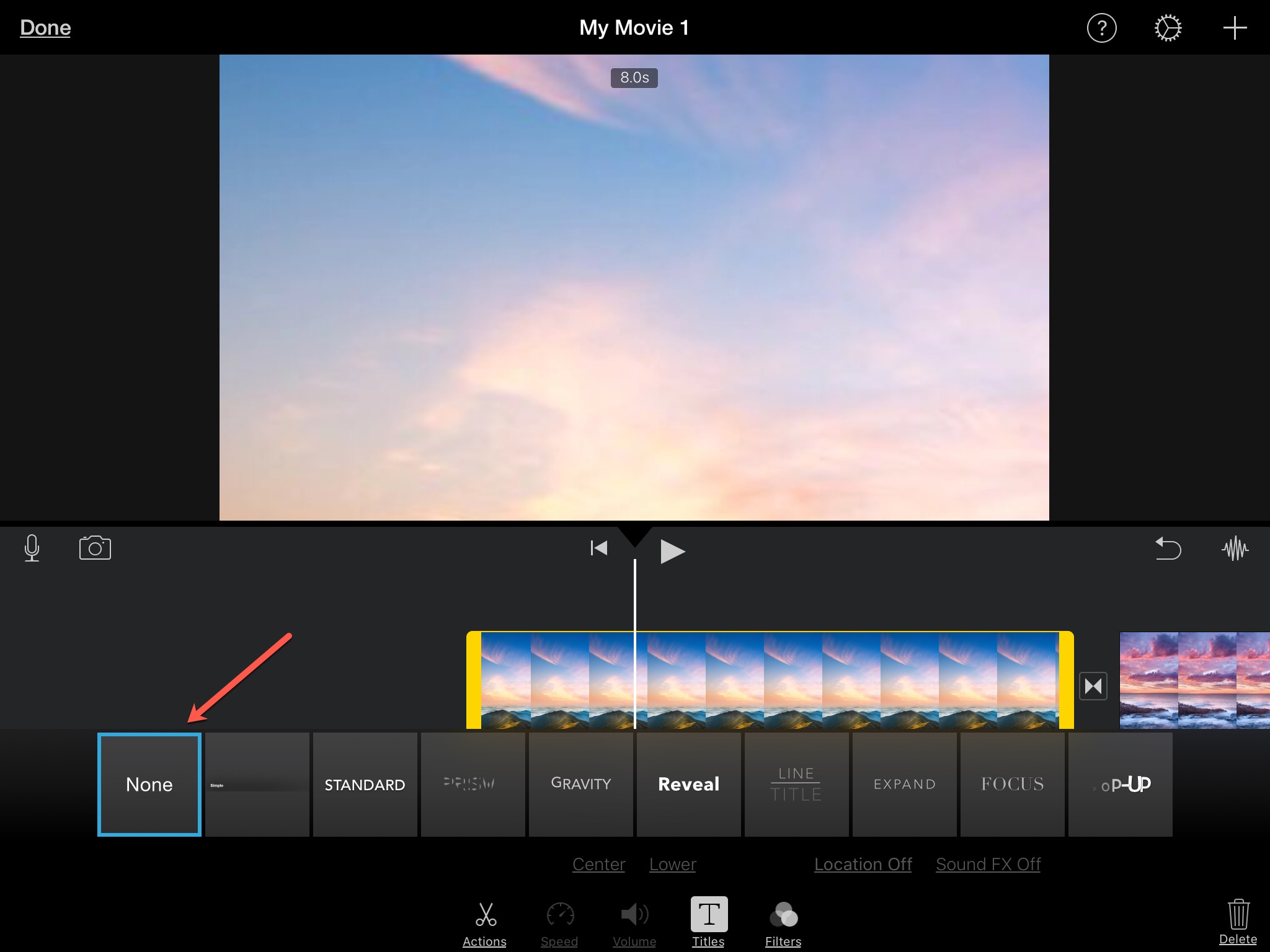 Elimina un titolo in iMovie su iPad