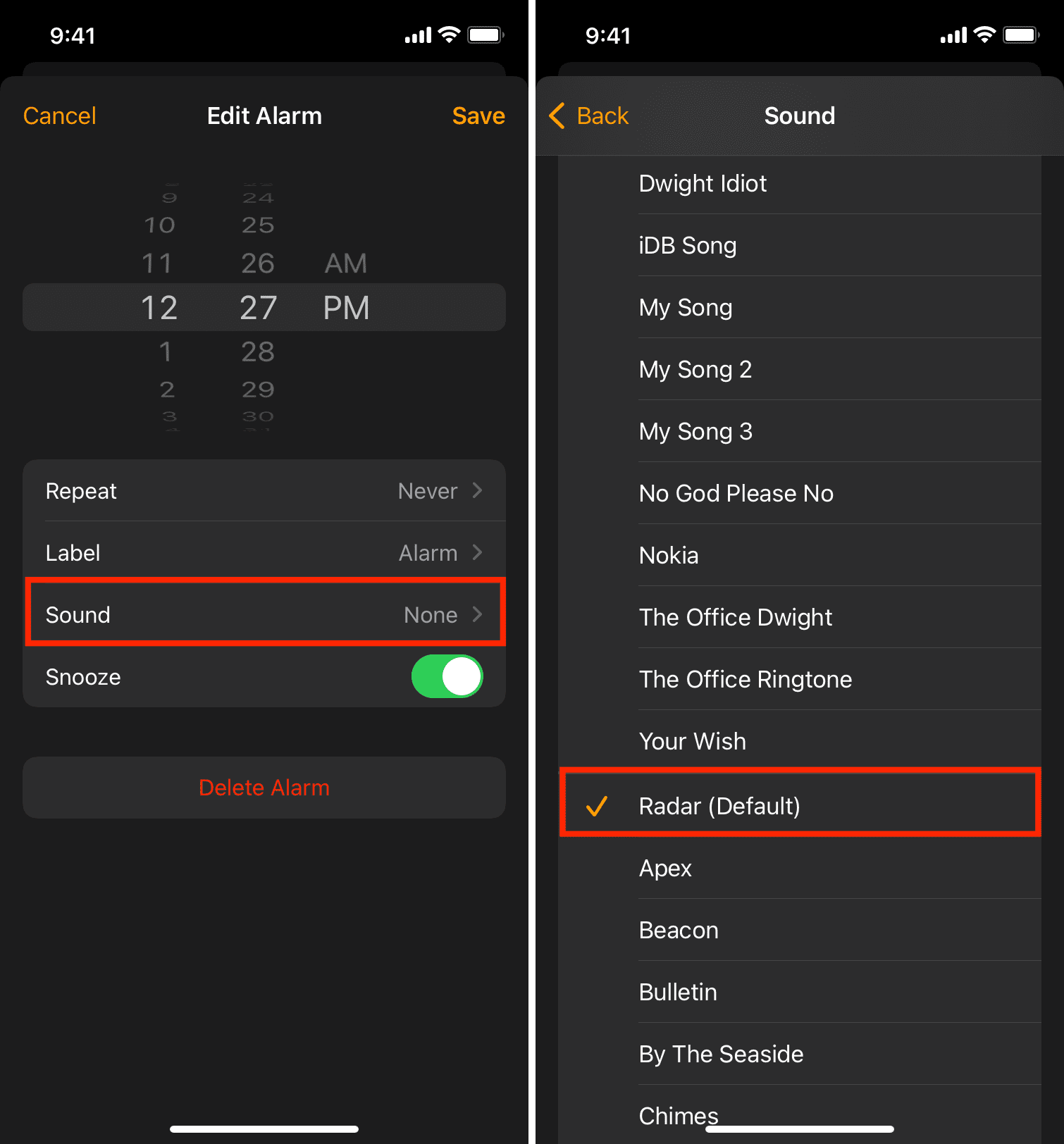 Imposta la suoneria della sveglia su iPhone per non correggere l'audio