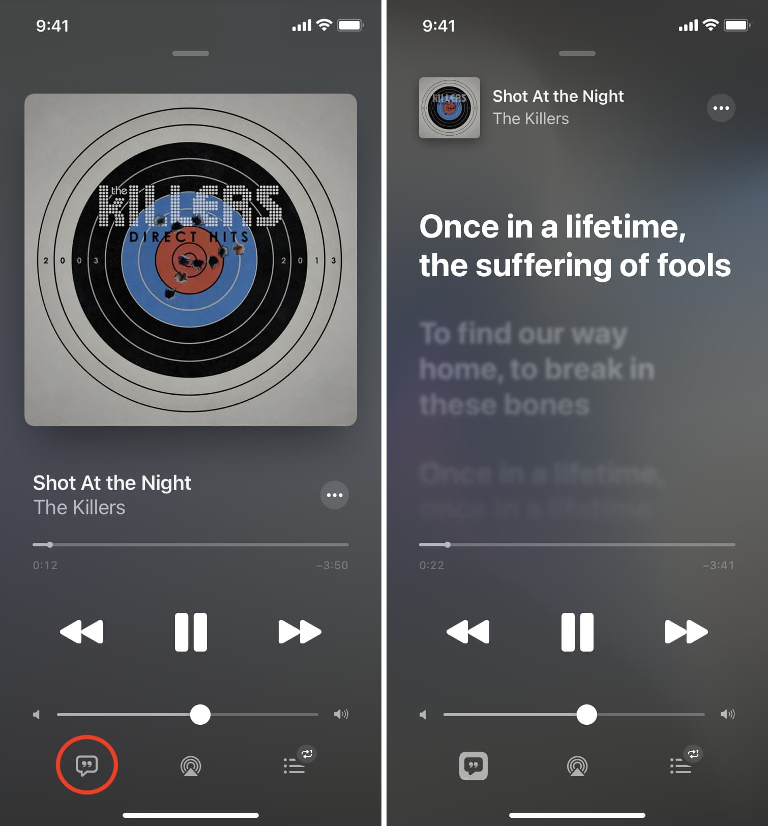 Testi in tempo reale in Apple Music su iPhone