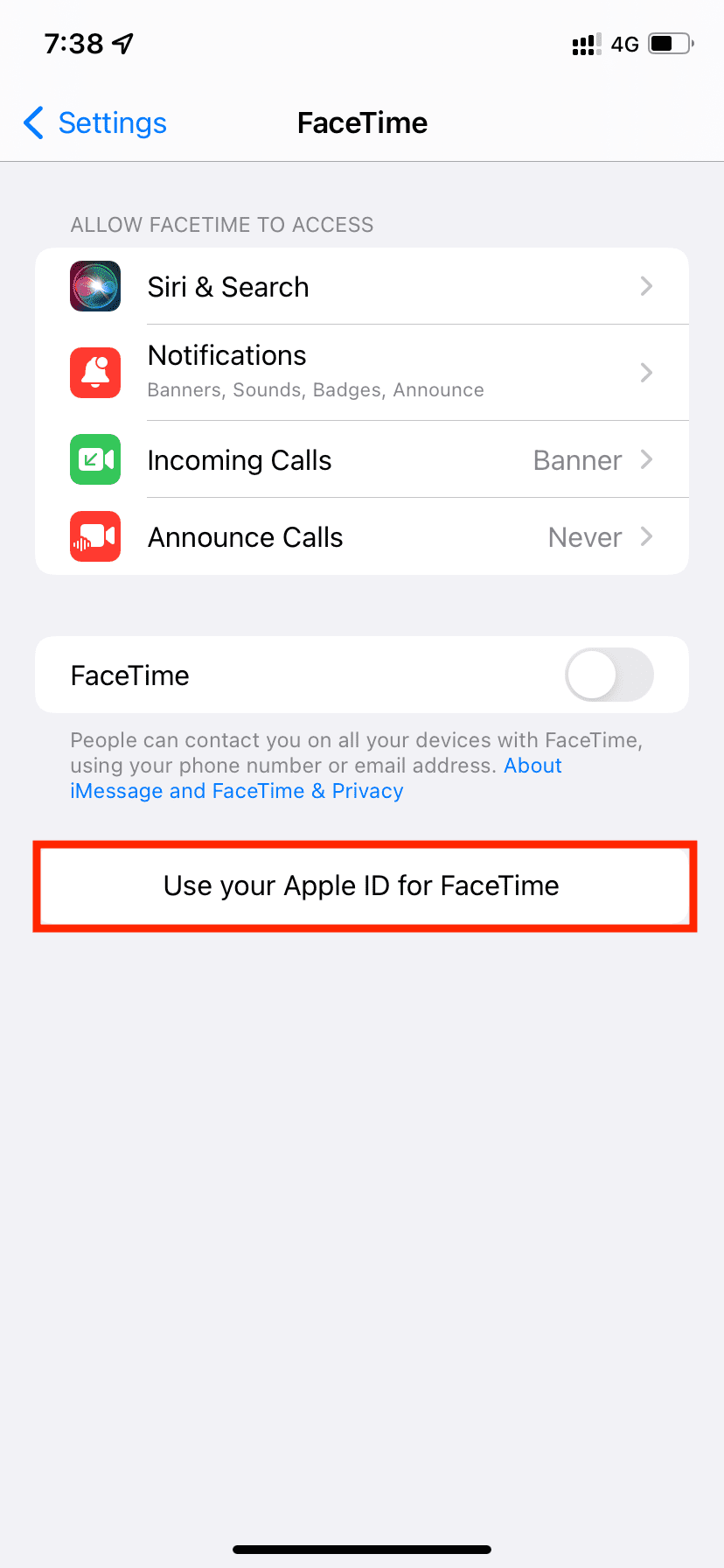 Usa il tuo ID Apple per FaceTime