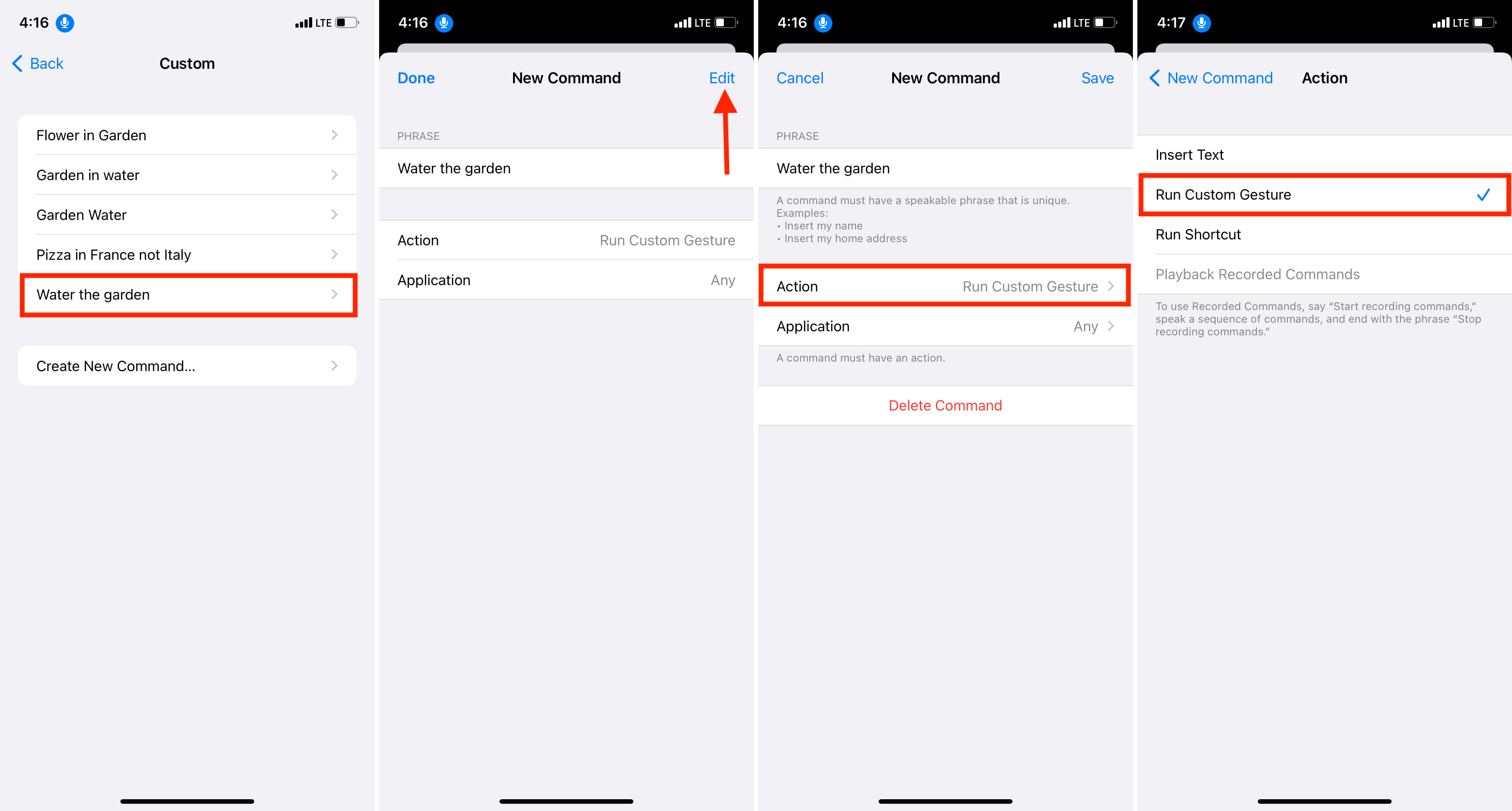 Passaggi per modificare il comando di controllo vocale personalizzato su iPhone