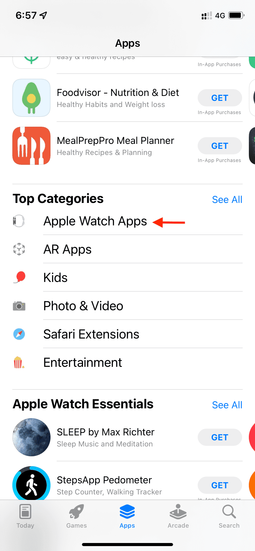 App di Apple Watch nell'App Store di iPhone