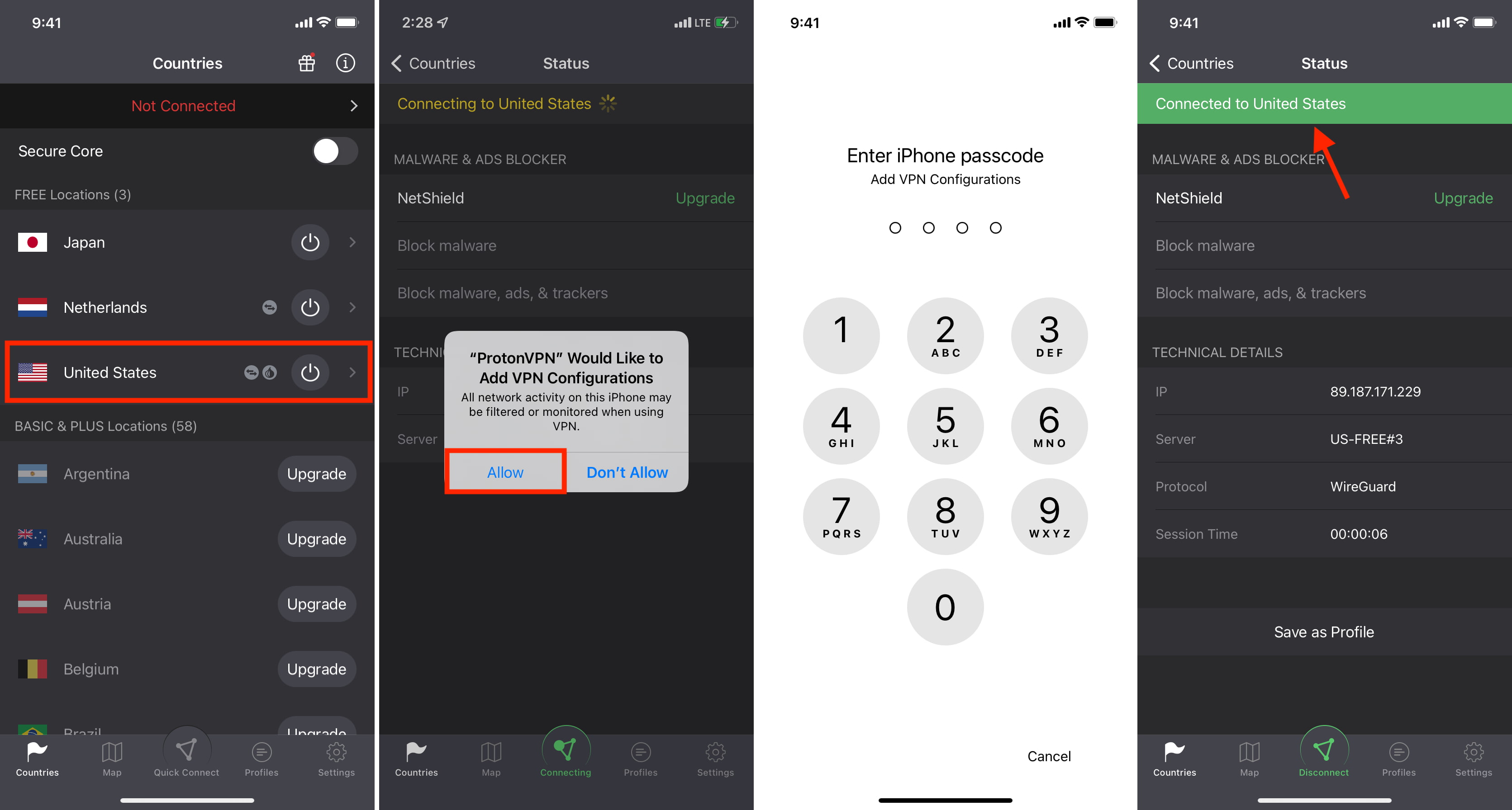 Configurazione di ProtonVPN su iPhone