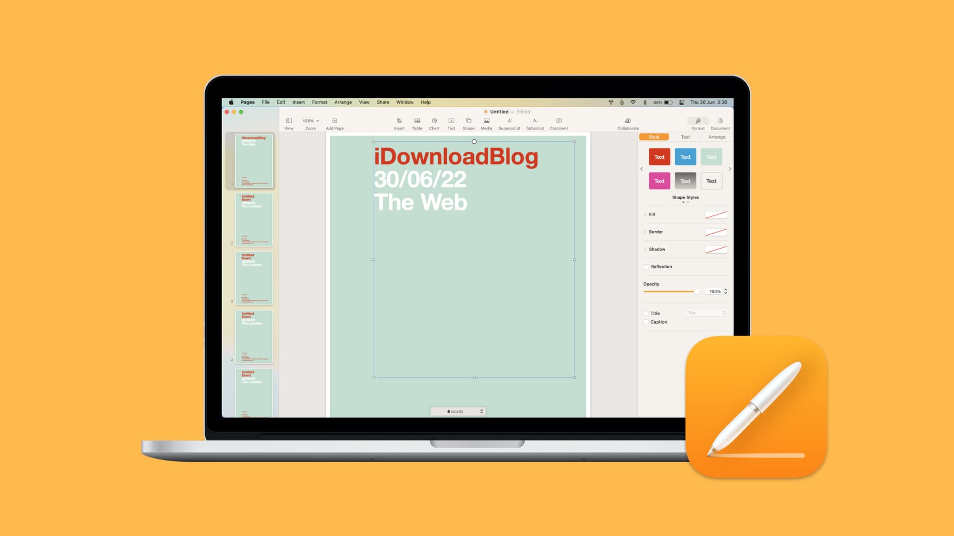 Organizza le pagine in Pages sul Mac