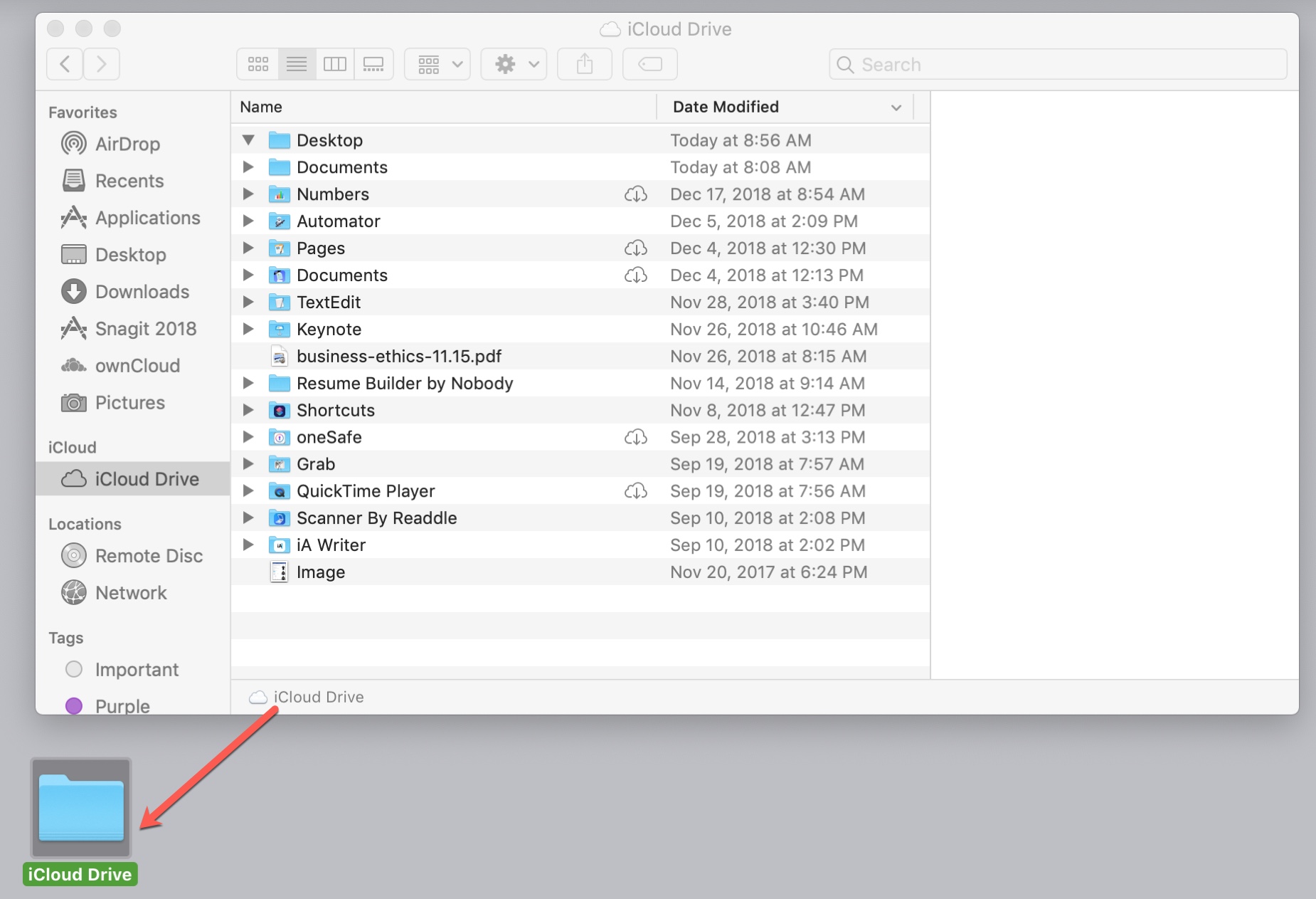 iCloud Drive su desktop Mac
