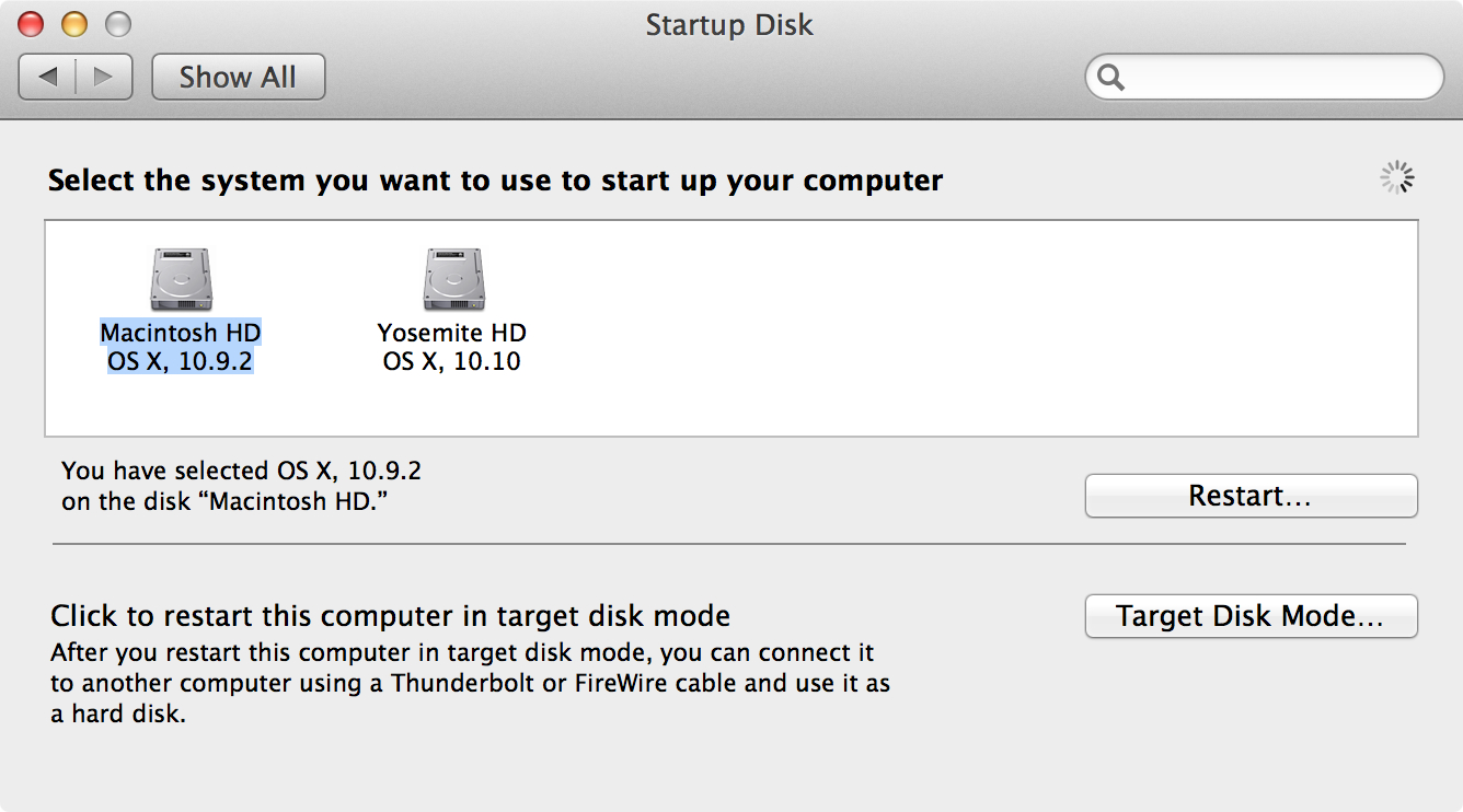Disco di avvio in Preferenze di Sistema su Mac