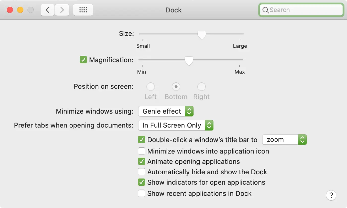 Blocca le preferenze di sistema del Mac Dock