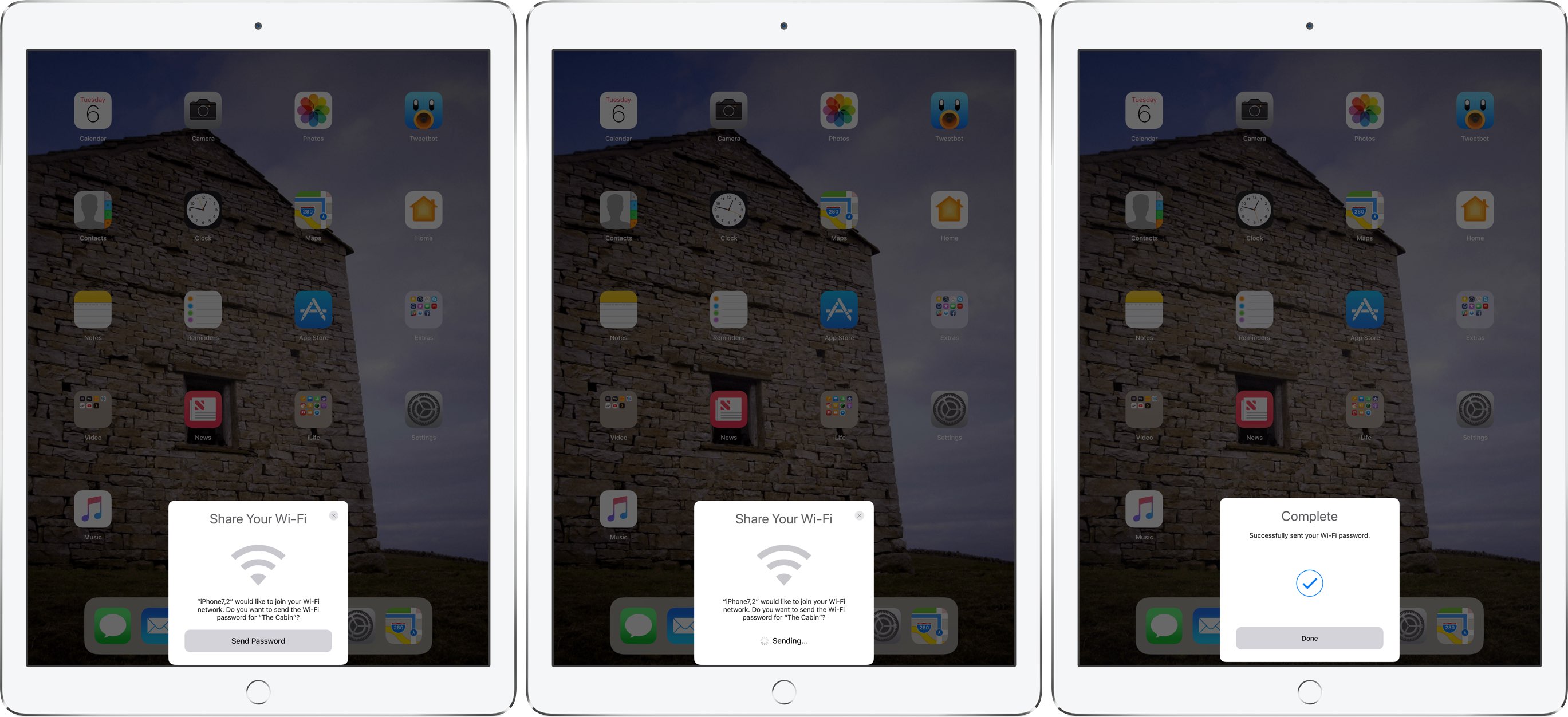 condividi la password wifi ios 11 su ipad