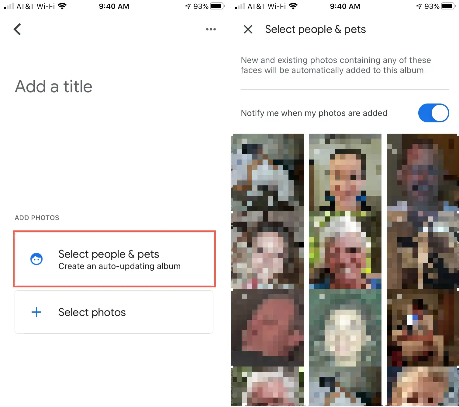 Google Foto AutoUpdating Album Persone