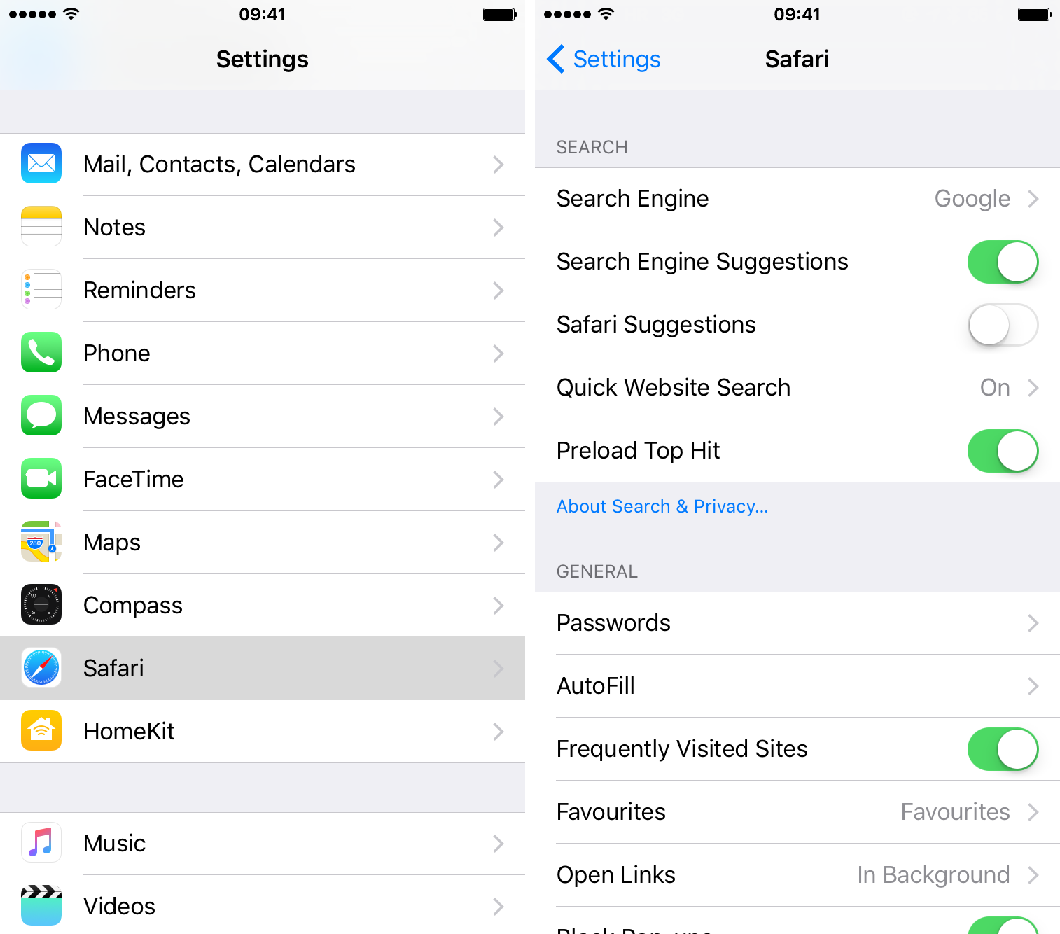 iOS 9 Safari disabilita Safari Suggerimenti iPhone screenshot 001