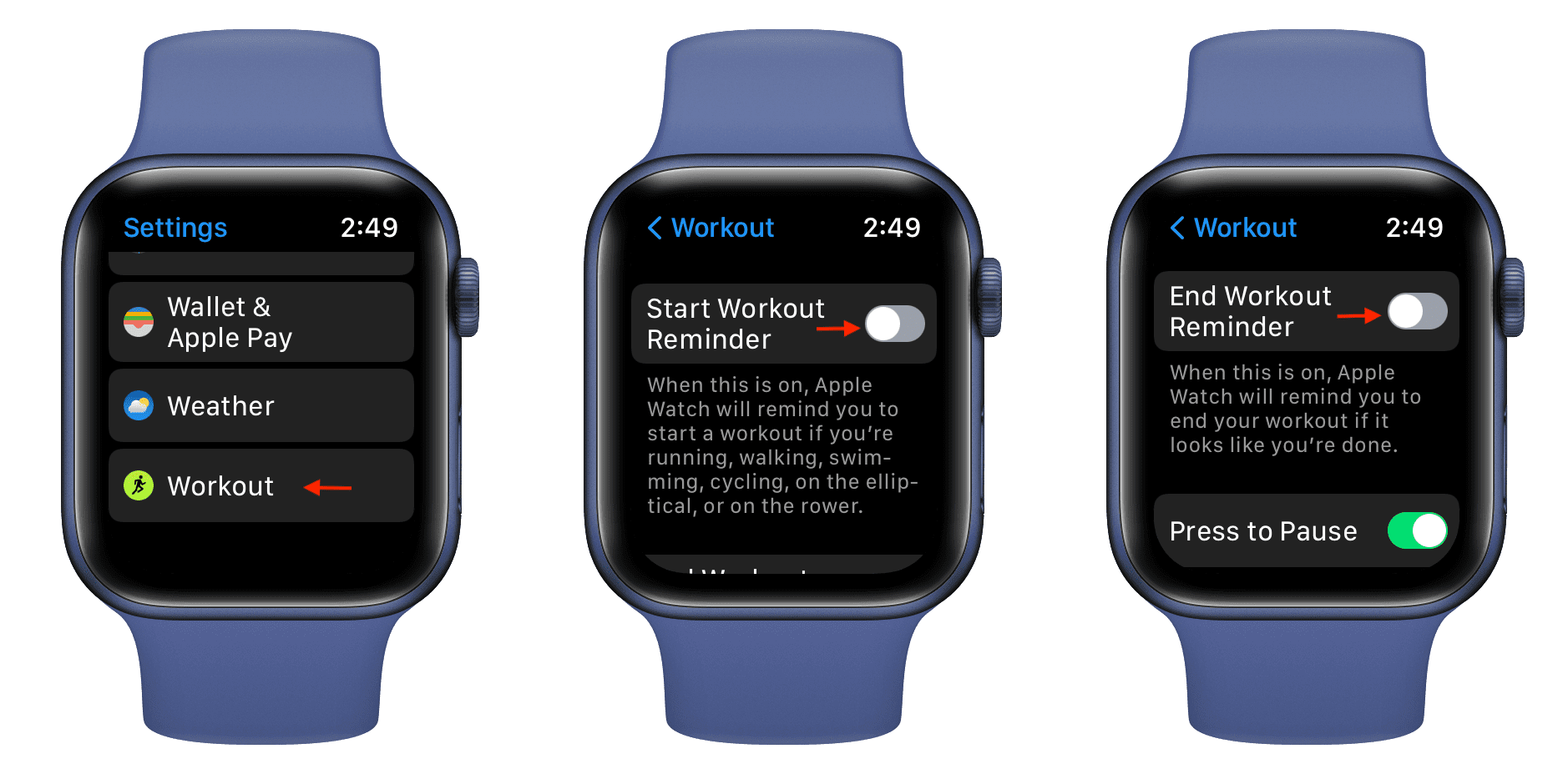 Avvia e termina il promemoria dell'allenamento su Apple Watch