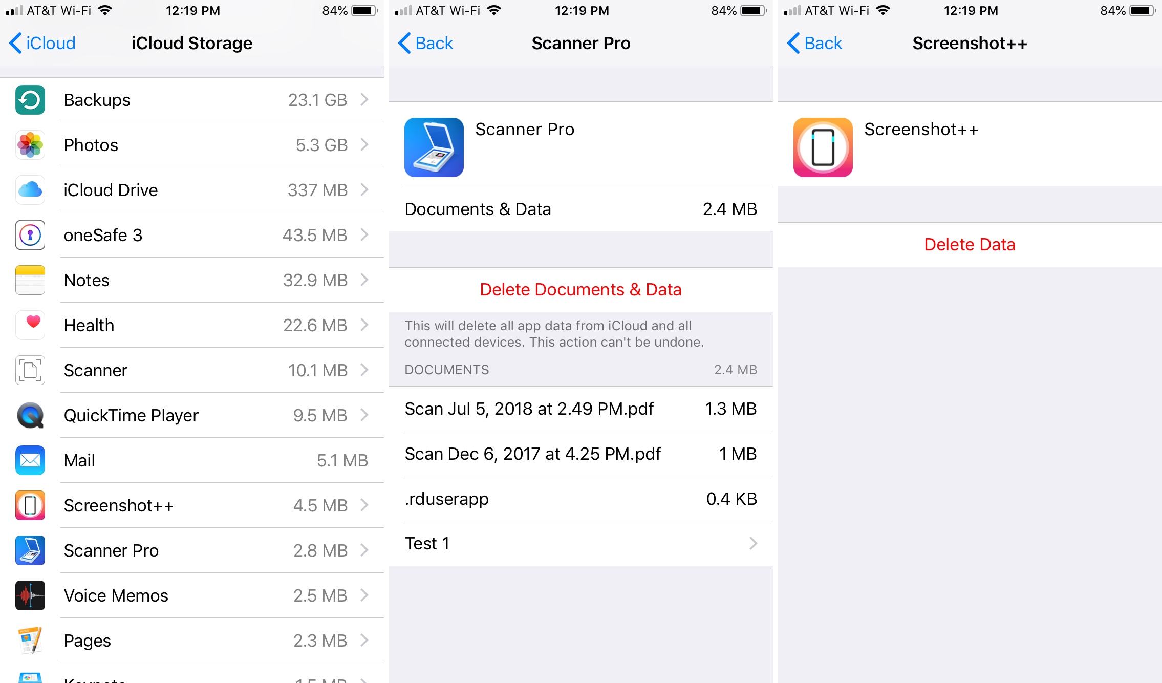 Elimina documenti e dati iCloud iPhone